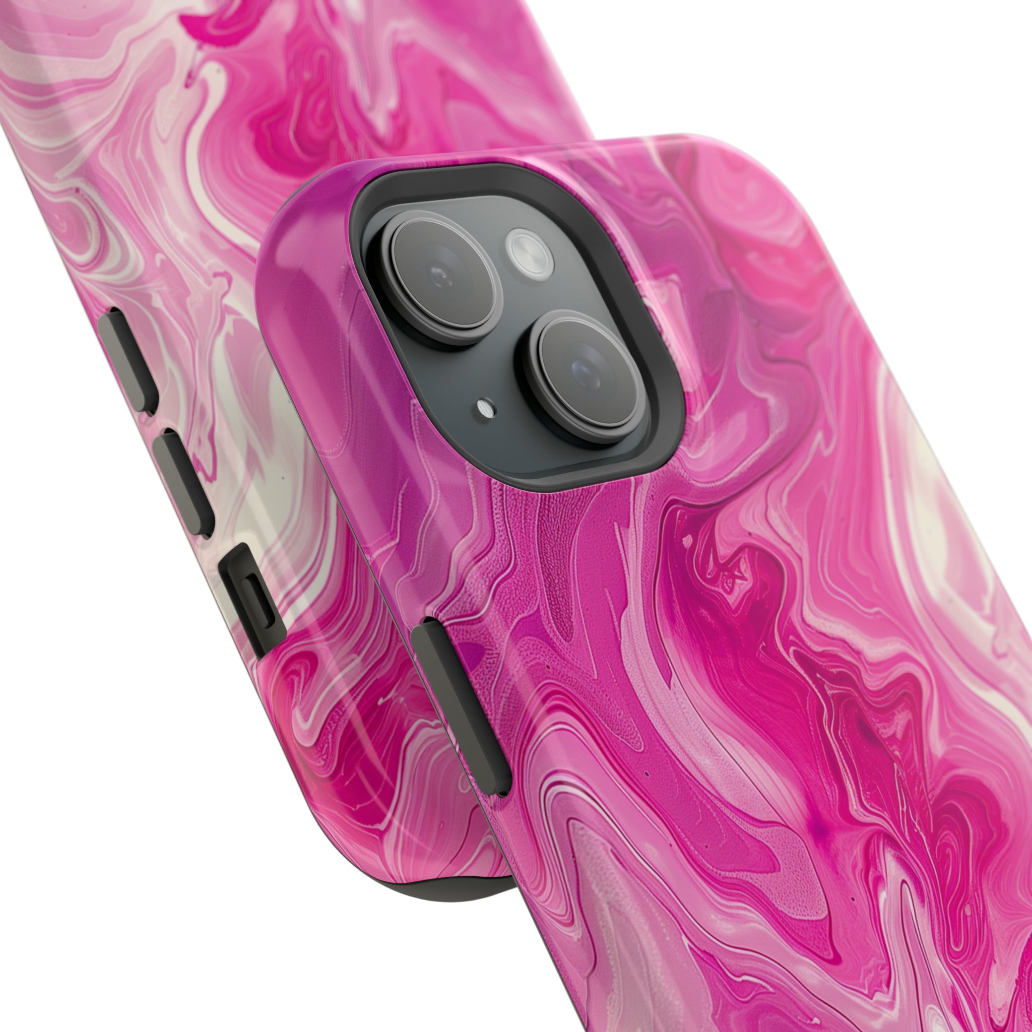 STIKISS™ Abstract Pink colored marble graphic iPhone MagSafe Tough Case