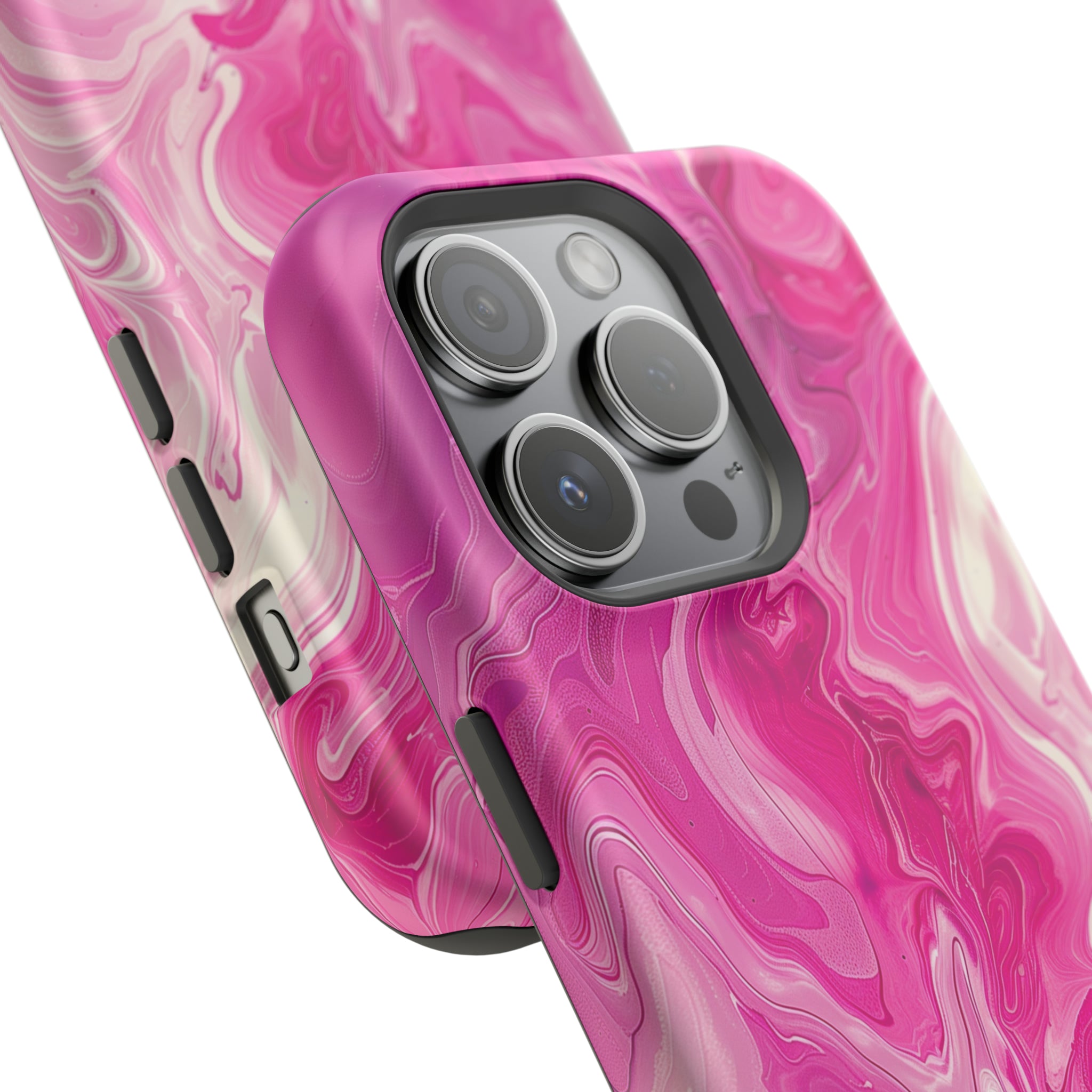 STIKISS™ Abstract Pink colored marble graphic iPhone MagSafe Tough Case