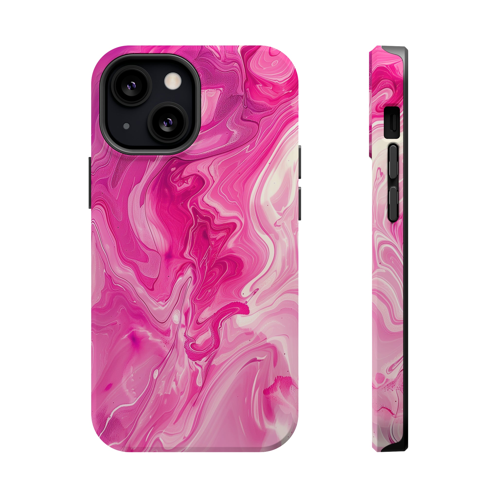 STIKISS™ Abstract Pink colored marble graphic iPhone MagSafe Tough Case