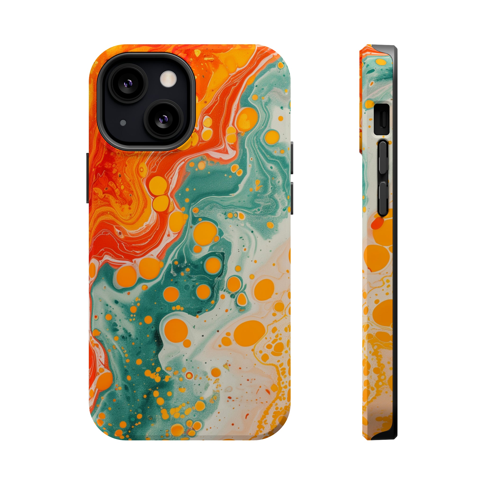 STIKISS™ Abstract Orange colored marble graphic iPhone MagSafe Tough Case