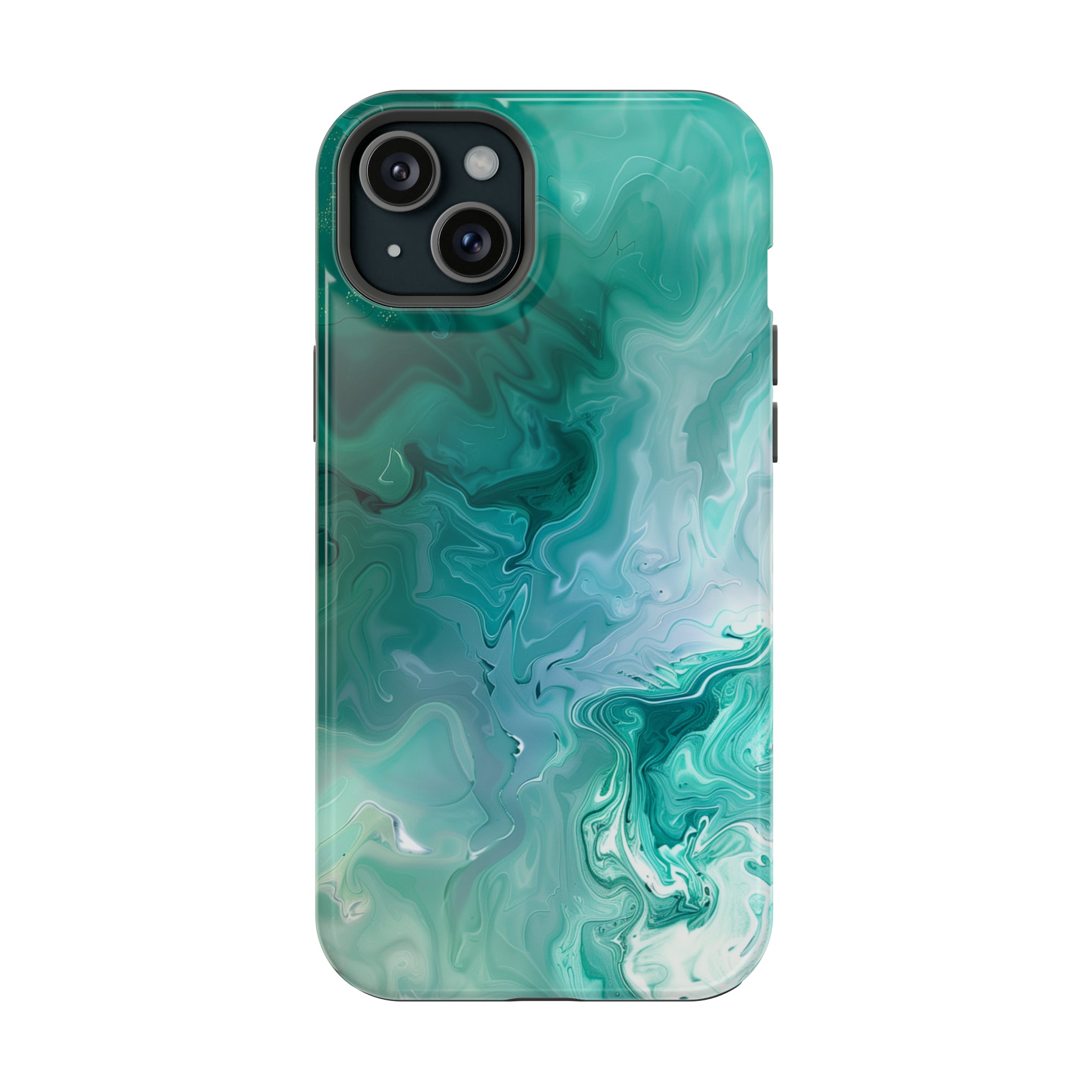 STIKISS™ Abstract Blue green colored marble graphic iPhone MagSafe Tough Case