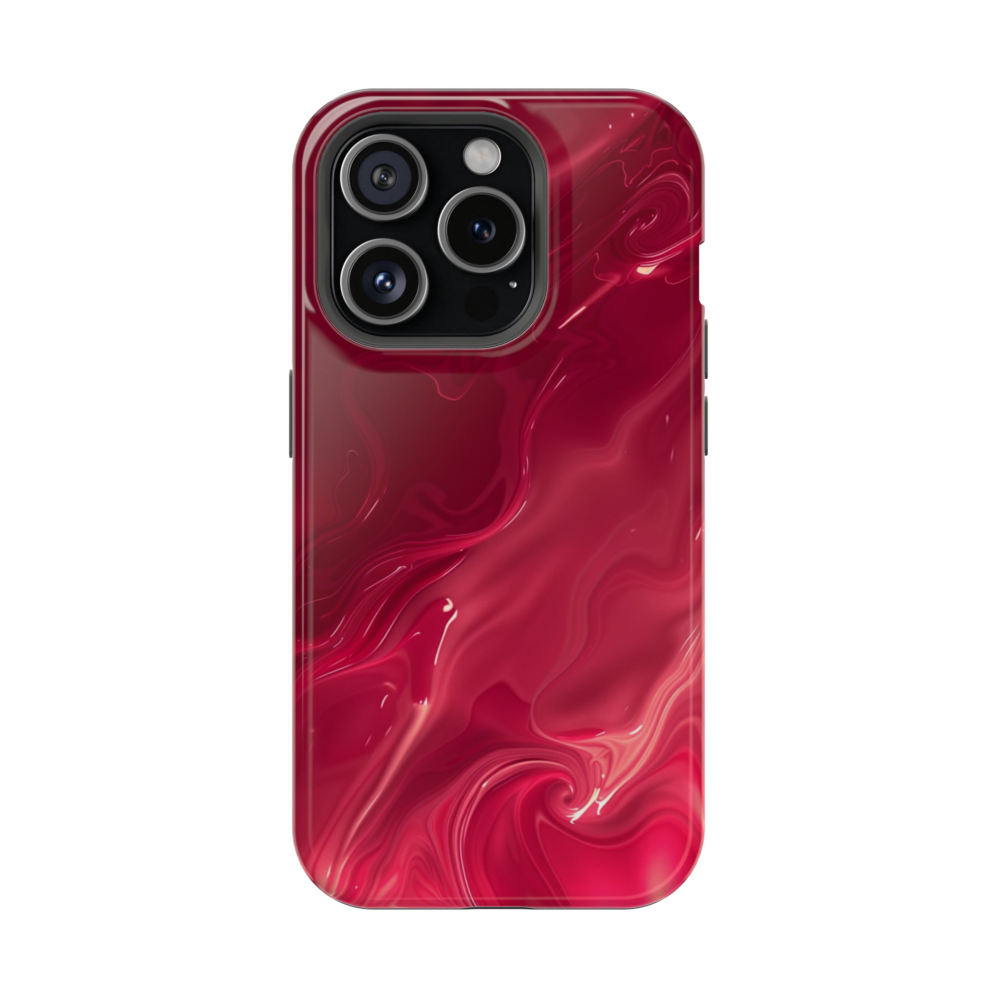 STIKISS™ Abstract Red colored marble graphic iPhone MagSafe Tough Case