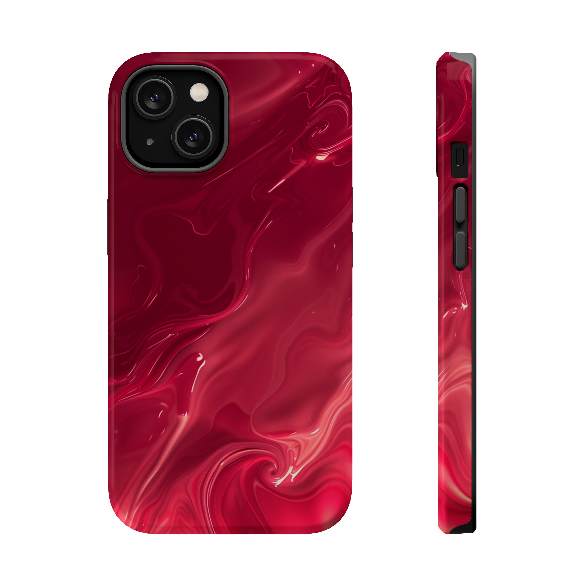 STIKISS™ Abstract Red colored marble graphic iPhone MagSafe Tough Case