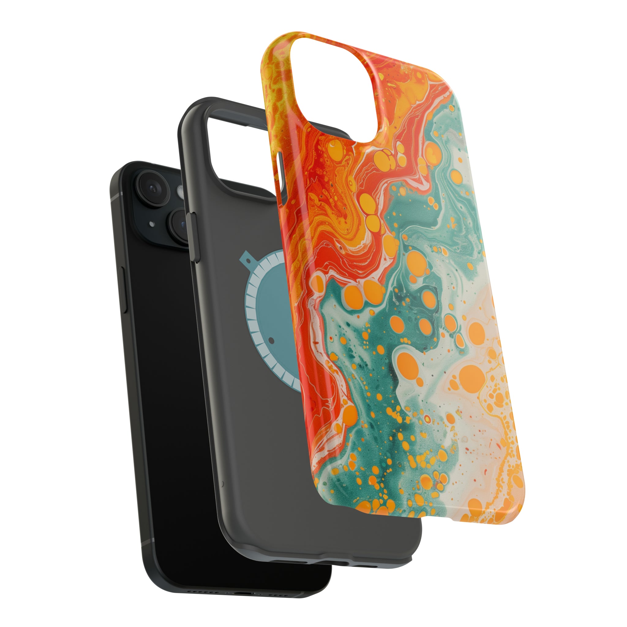 STIKISS™ Abstract Orange colored marble graphic iPhone MagSafe Tough Case