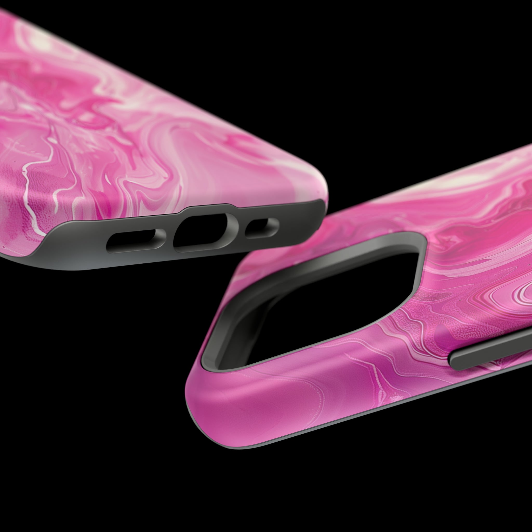 STIKISS™ Abstract Pink colored marble graphic iPhone MagSafe Tough Case