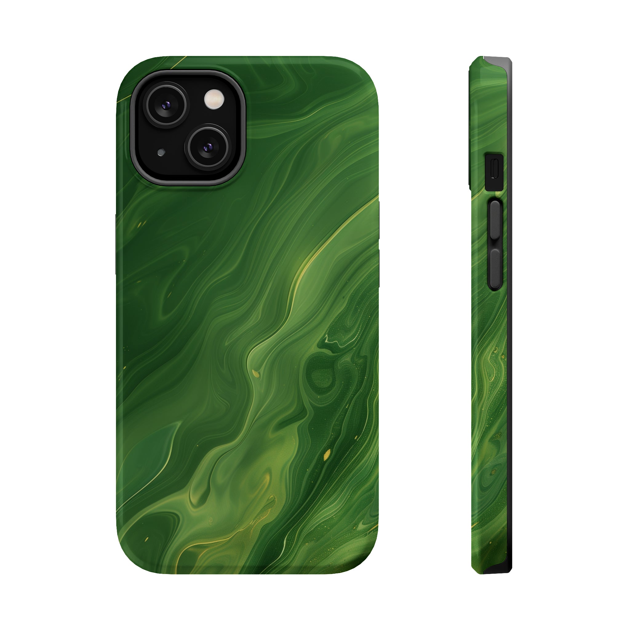 STIKISS™ Abstract Olive colored marble graphic iPhone MagSafe Tough Case