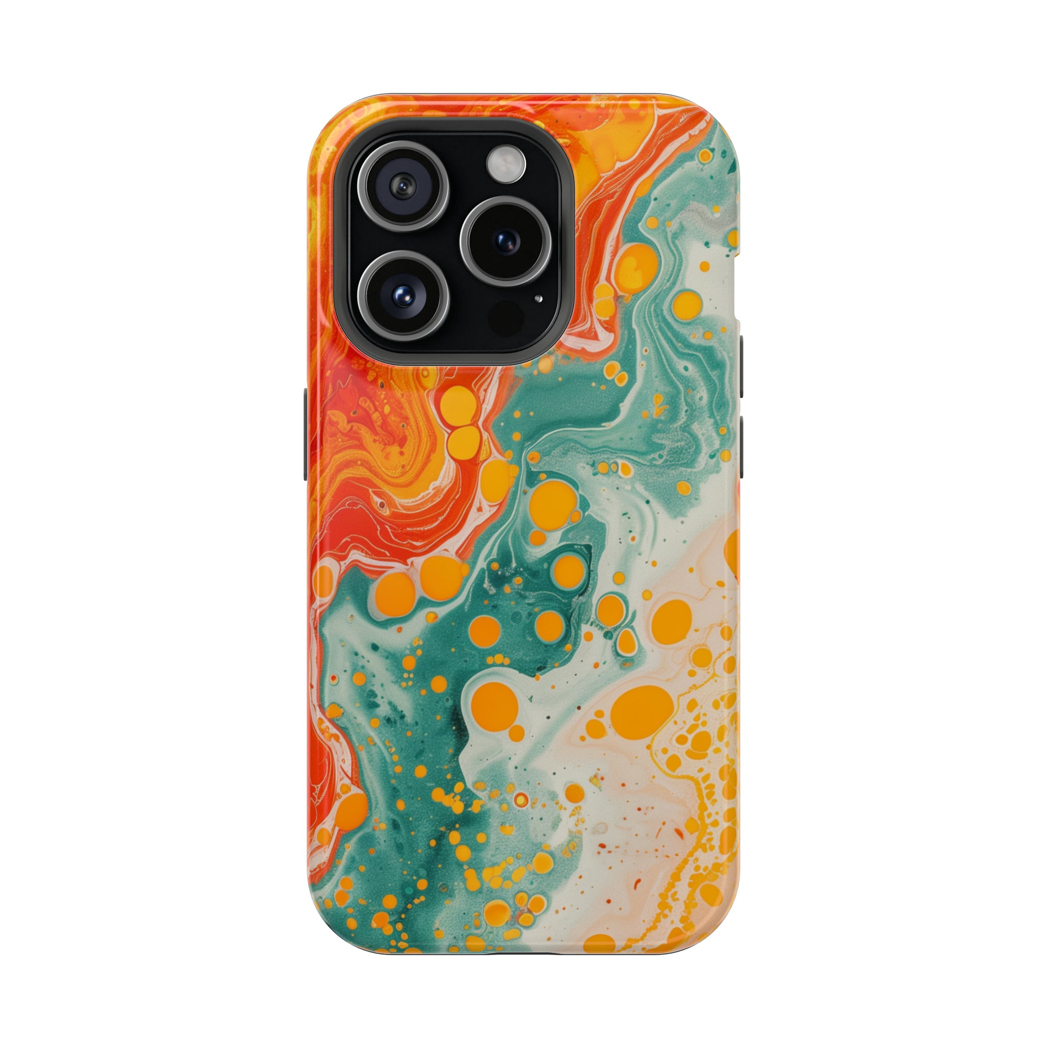 STIKISS™ Abstract Orange colored marble graphic iPhone MagSafe Tough Case