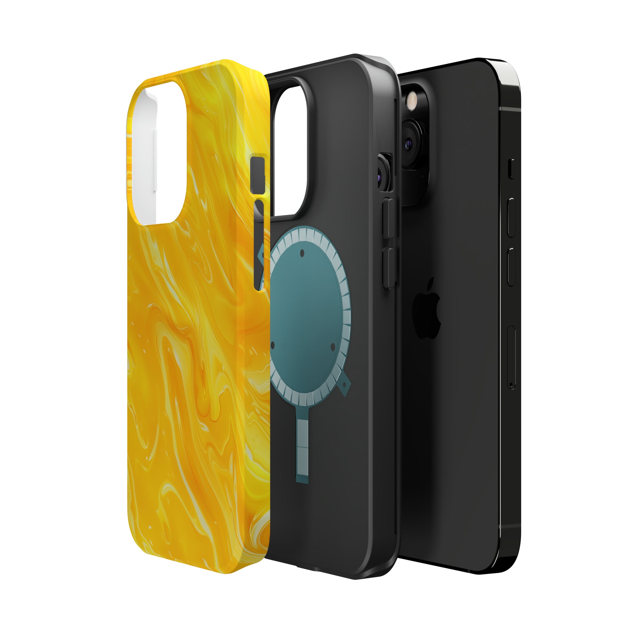 STIKISS™ Abstract Yellow colored marble graphic iPhone MagSafe Tough Case