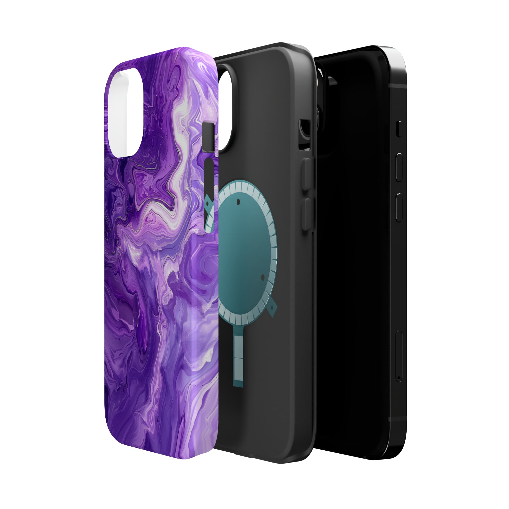 STIKISS™ Abstract Purple colored marble graphic iPhone MagSafe Tough Case