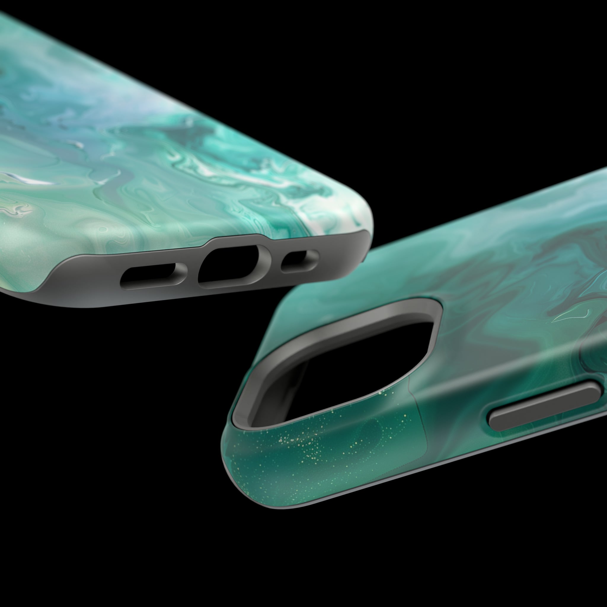 STIKISS™ Abstract Blue green colored marble graphic iPhone MagSafe Tough Case