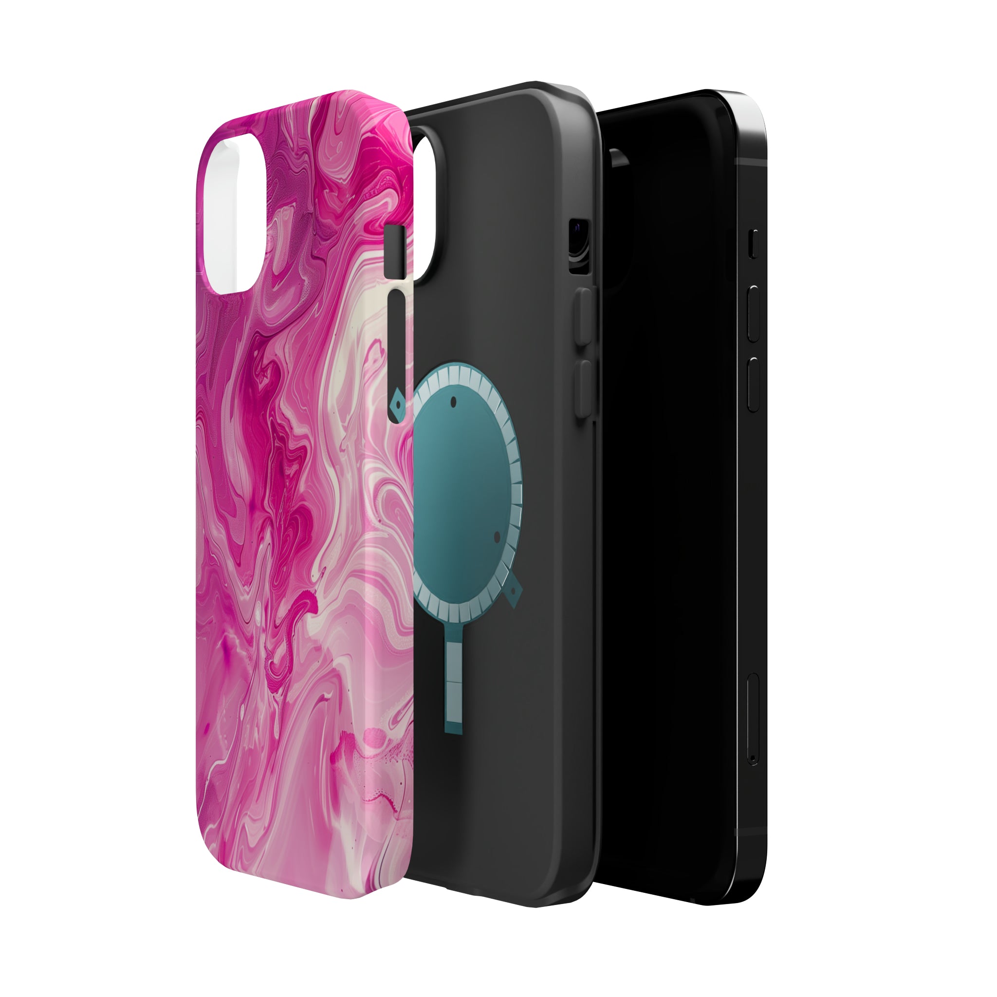 STIKISS™ Abstract Pink colored marble graphic iPhone MagSafe Tough Case