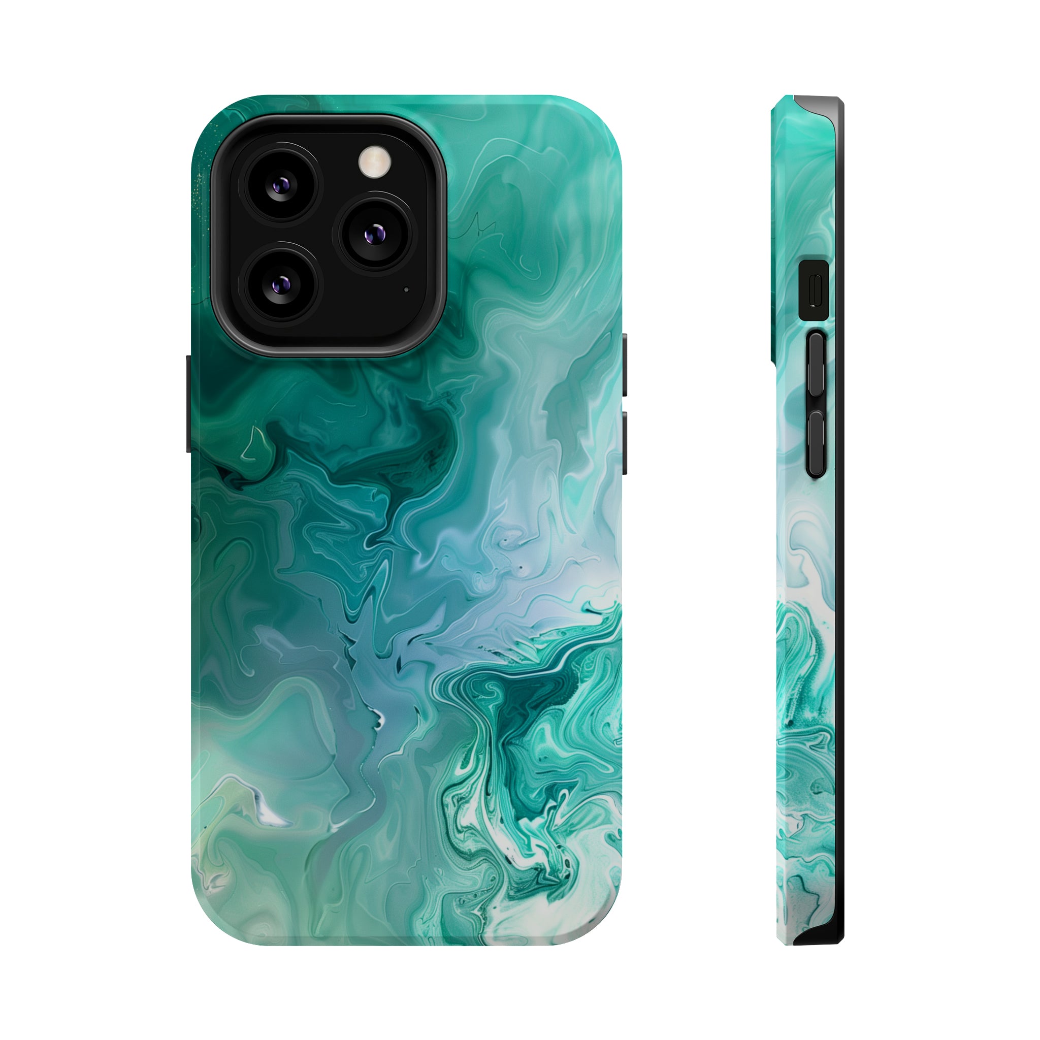 STIKISS™ Abstract Blue green colored marble graphic iPhone MagSafe Tough Case