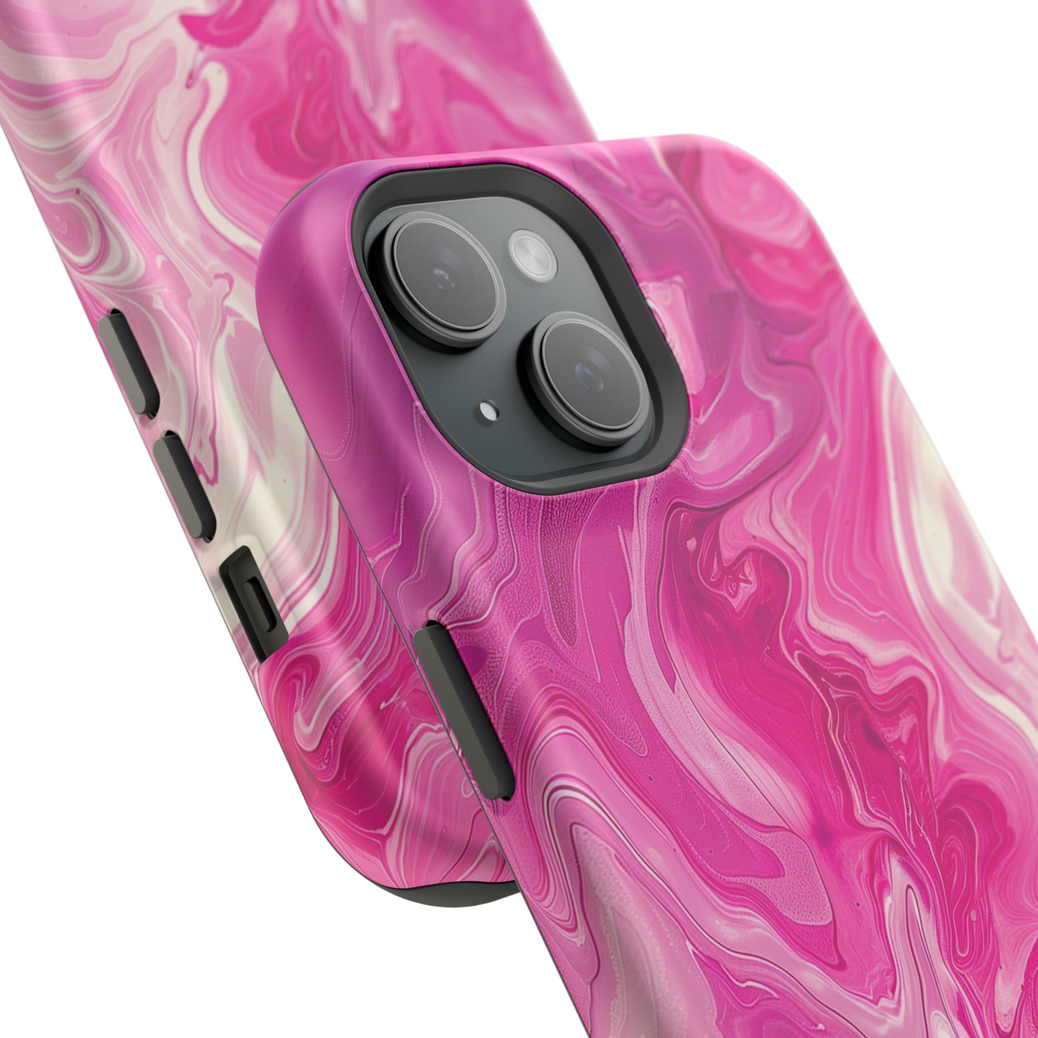 STIKISS™ Abstract Pink colored marble graphic iPhone MagSafe Tough Case