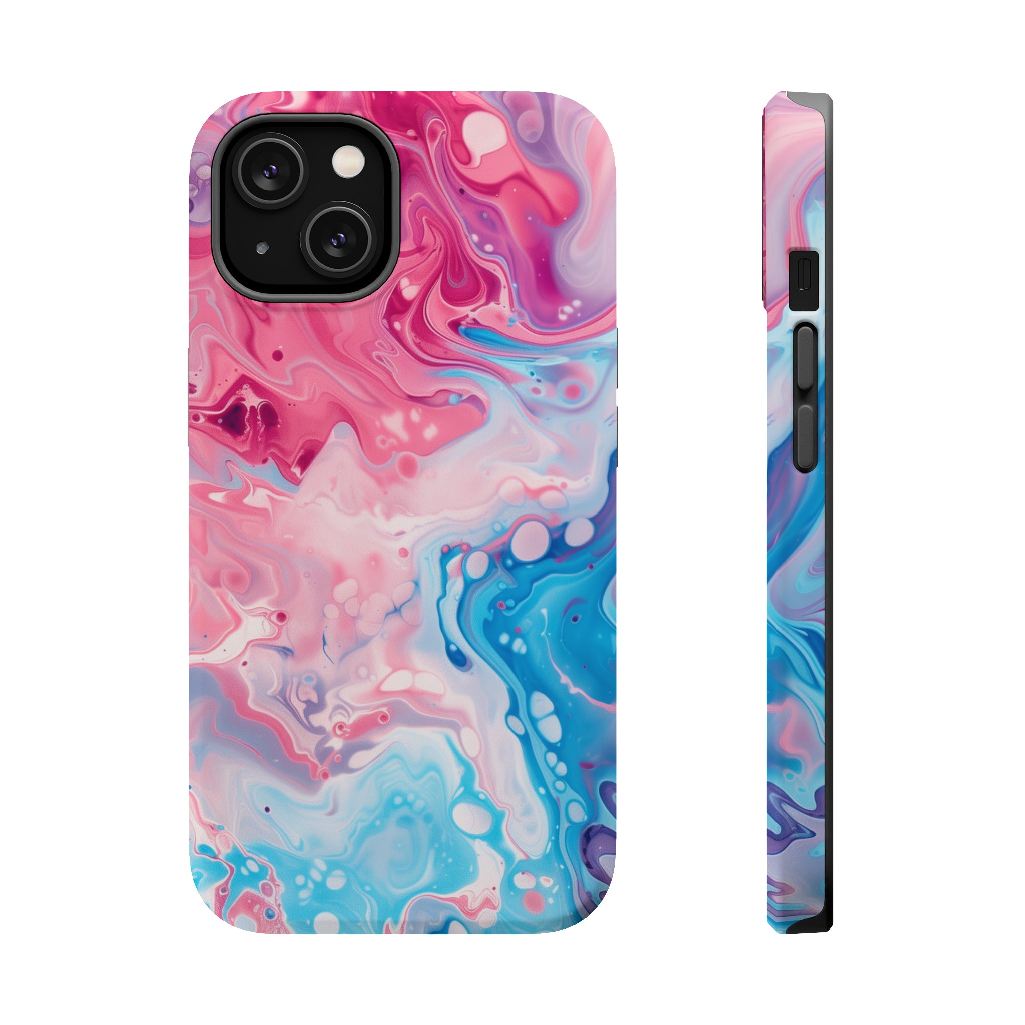 STIKISS™ Abstract Pink blue colored marble graphic iPhone MagSafe Tough Case