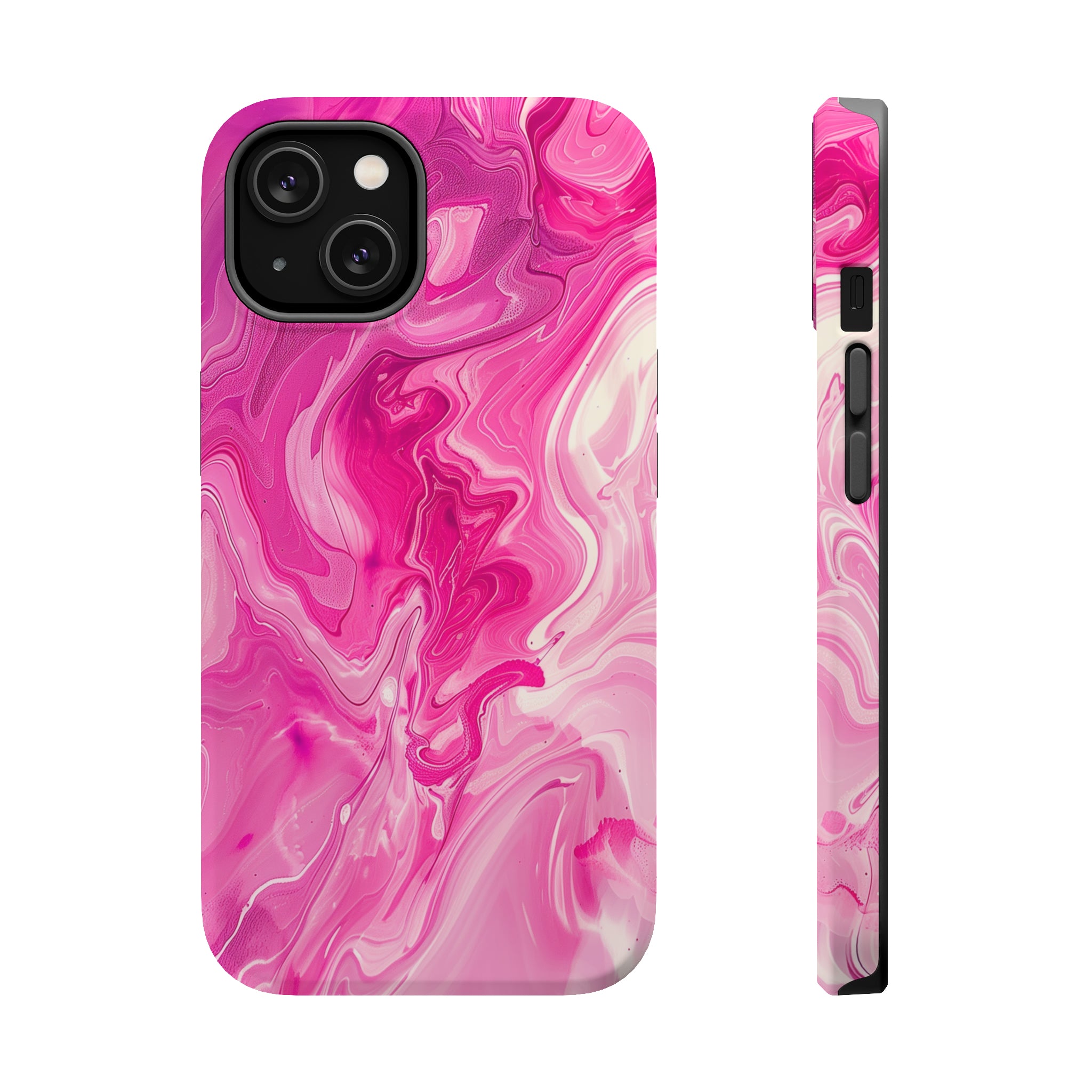 STIKISS™ Abstract Pink colored marble graphic iPhone MagSafe Tough Case