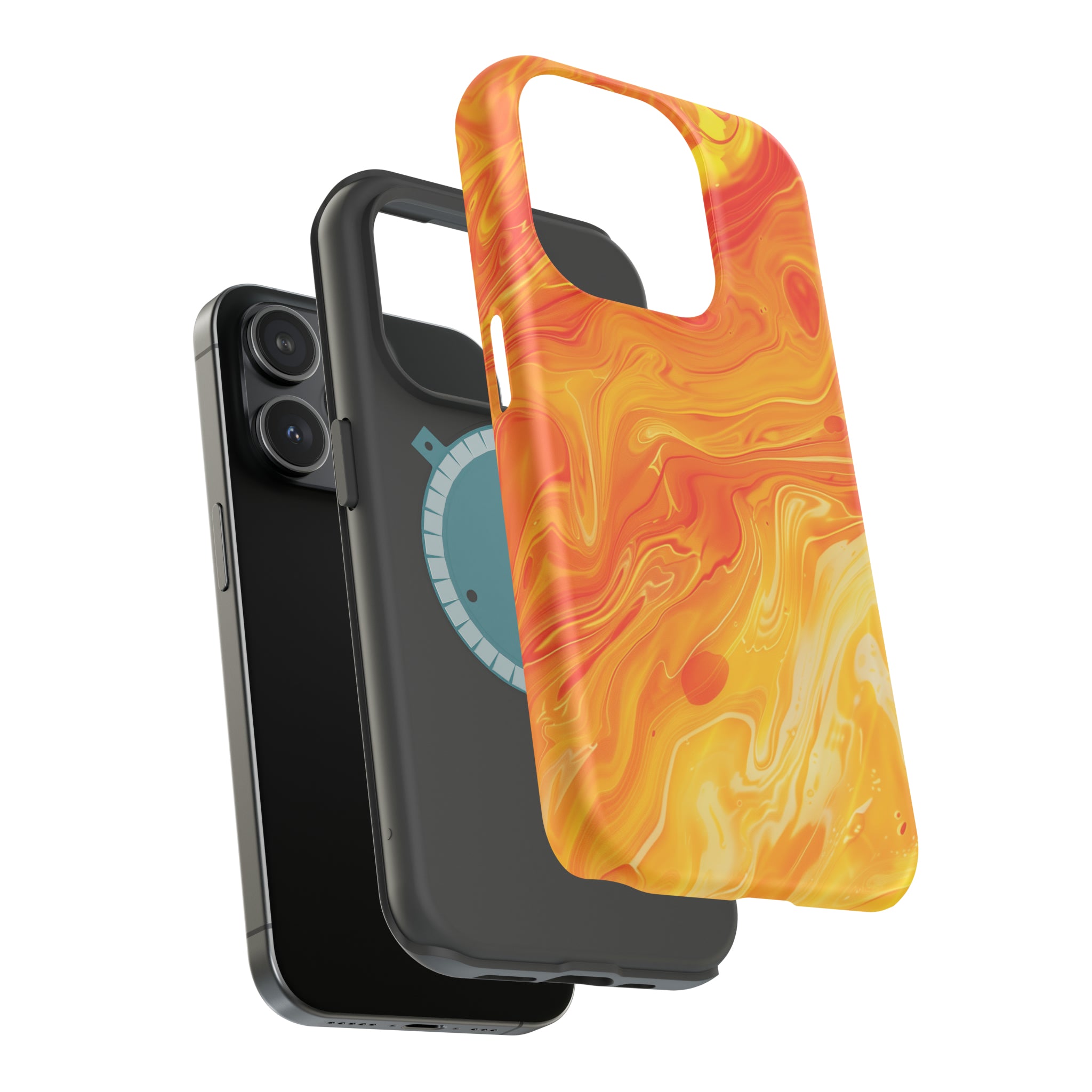 STIKISS™ Abstract Orange yellow colored marble graphic iPhone MagSafe Tough Case