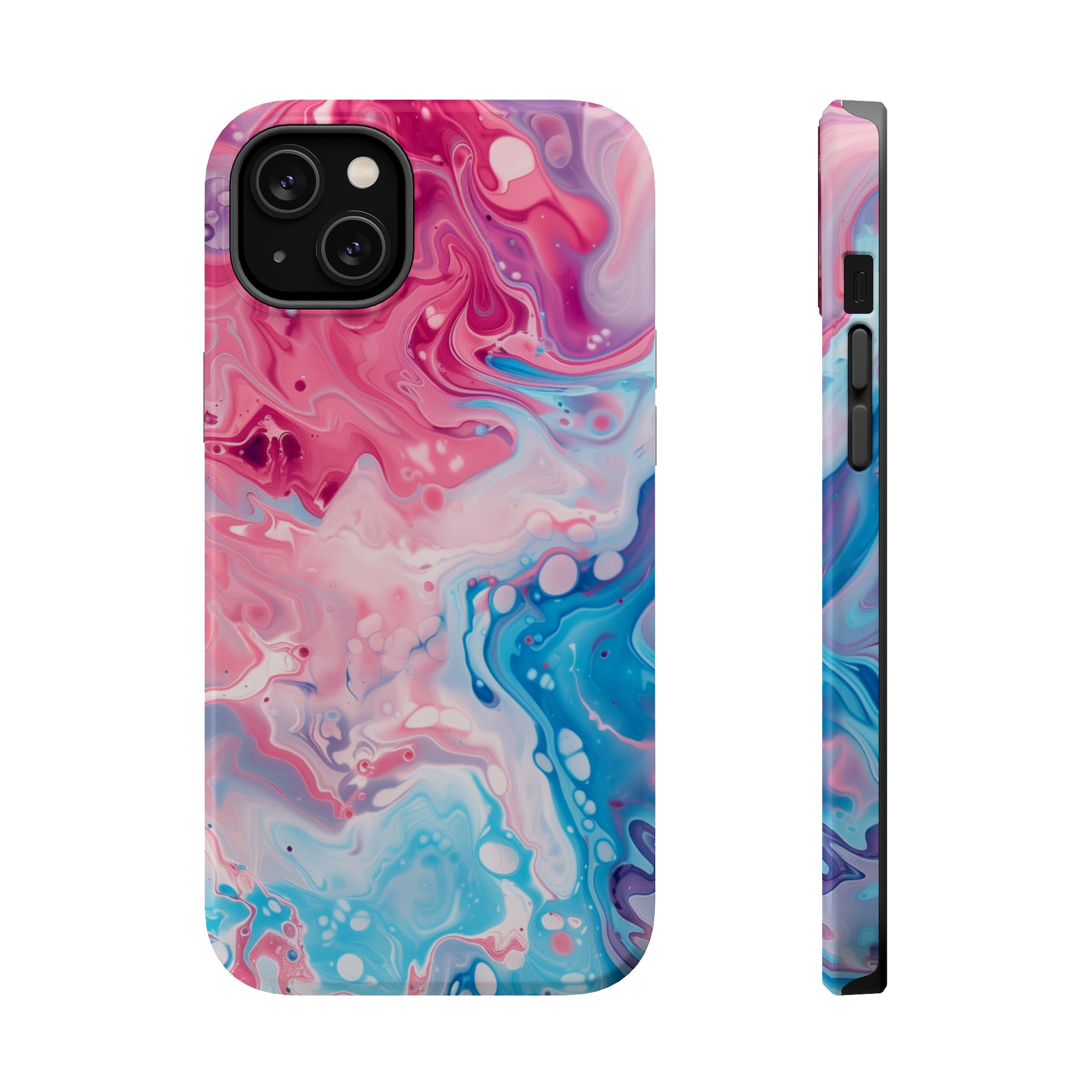 STIKISS™ Abstract Pink blue colored marble graphic iPhone MagSafe Tough Case