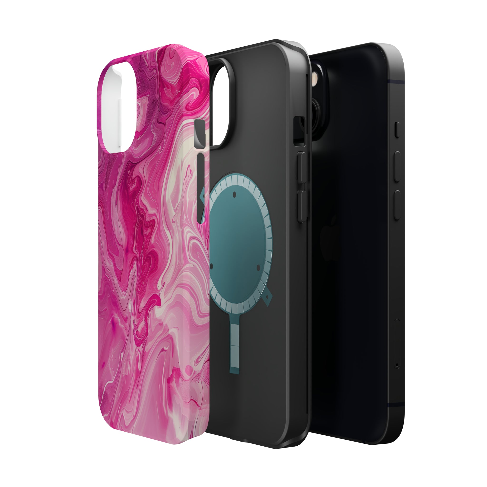 STIKISS™ Abstract Pink colored marble graphic iPhone MagSafe Tough Case