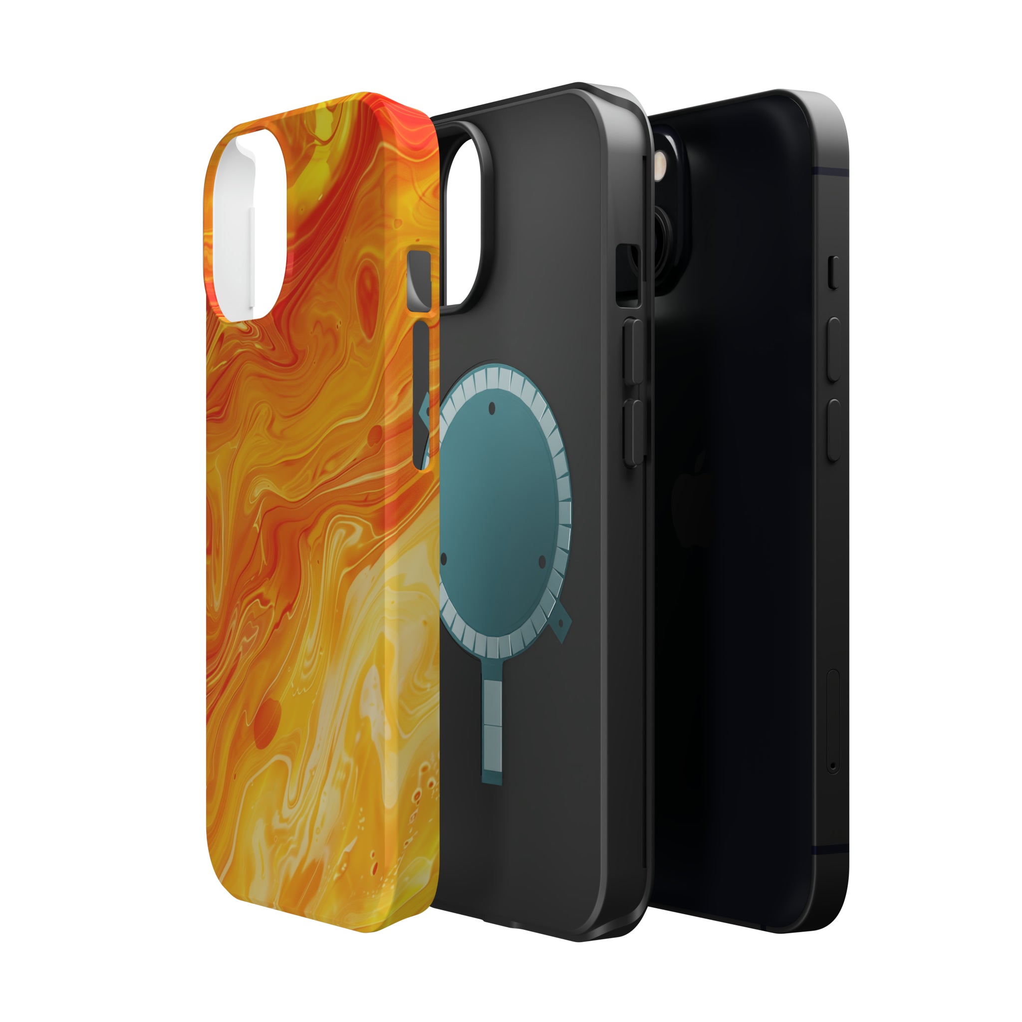 STIKISS™ Abstract Orange yellow colored marble graphic iPhone MagSafe Tough Case