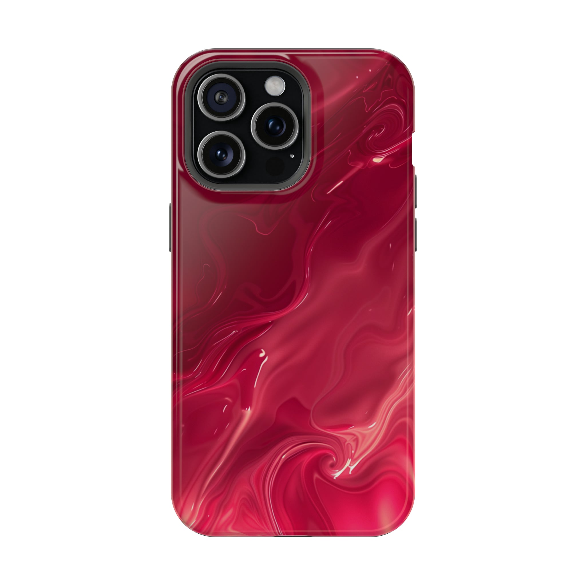 STIKISS™ Abstract Red colored marble graphic iPhone MagSafe Tough Case