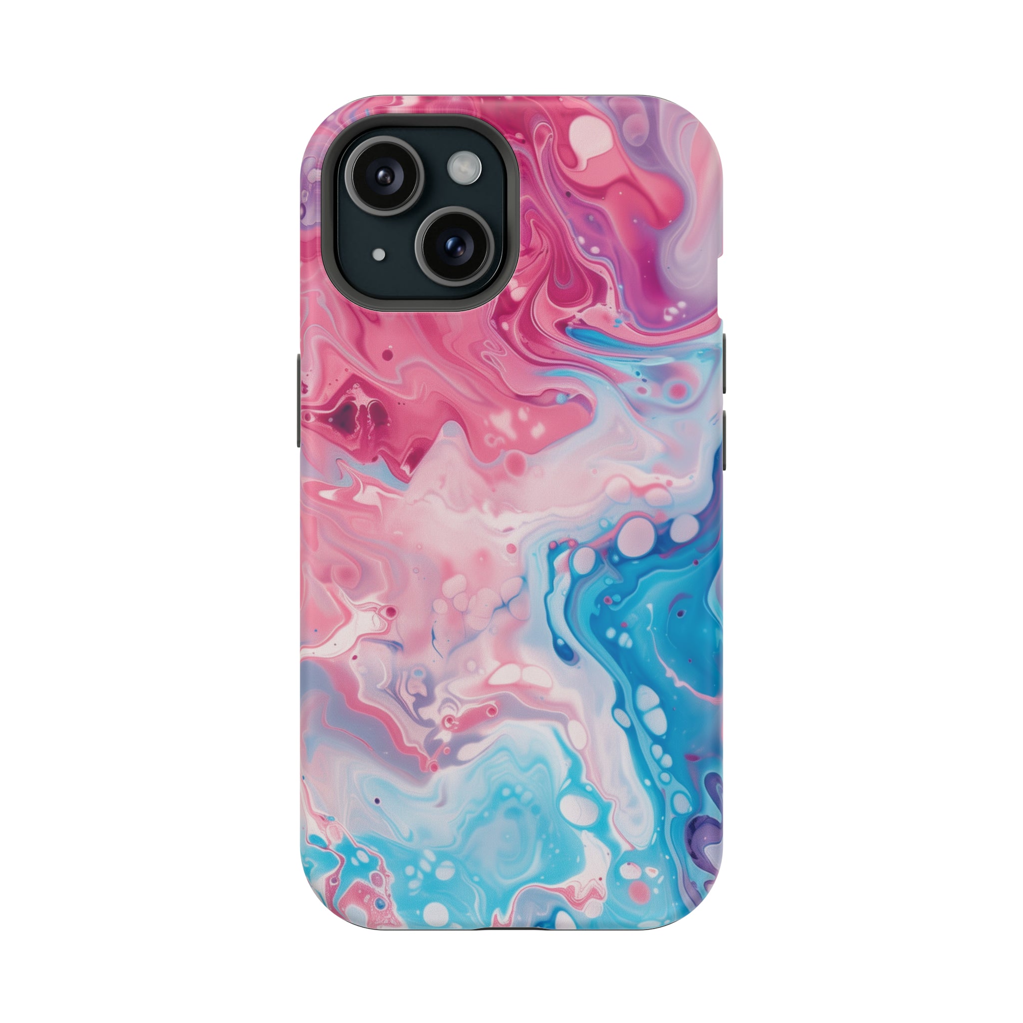 STIKISS™ Abstract Pink blue colored marble graphic iPhone MagSafe Tough Case