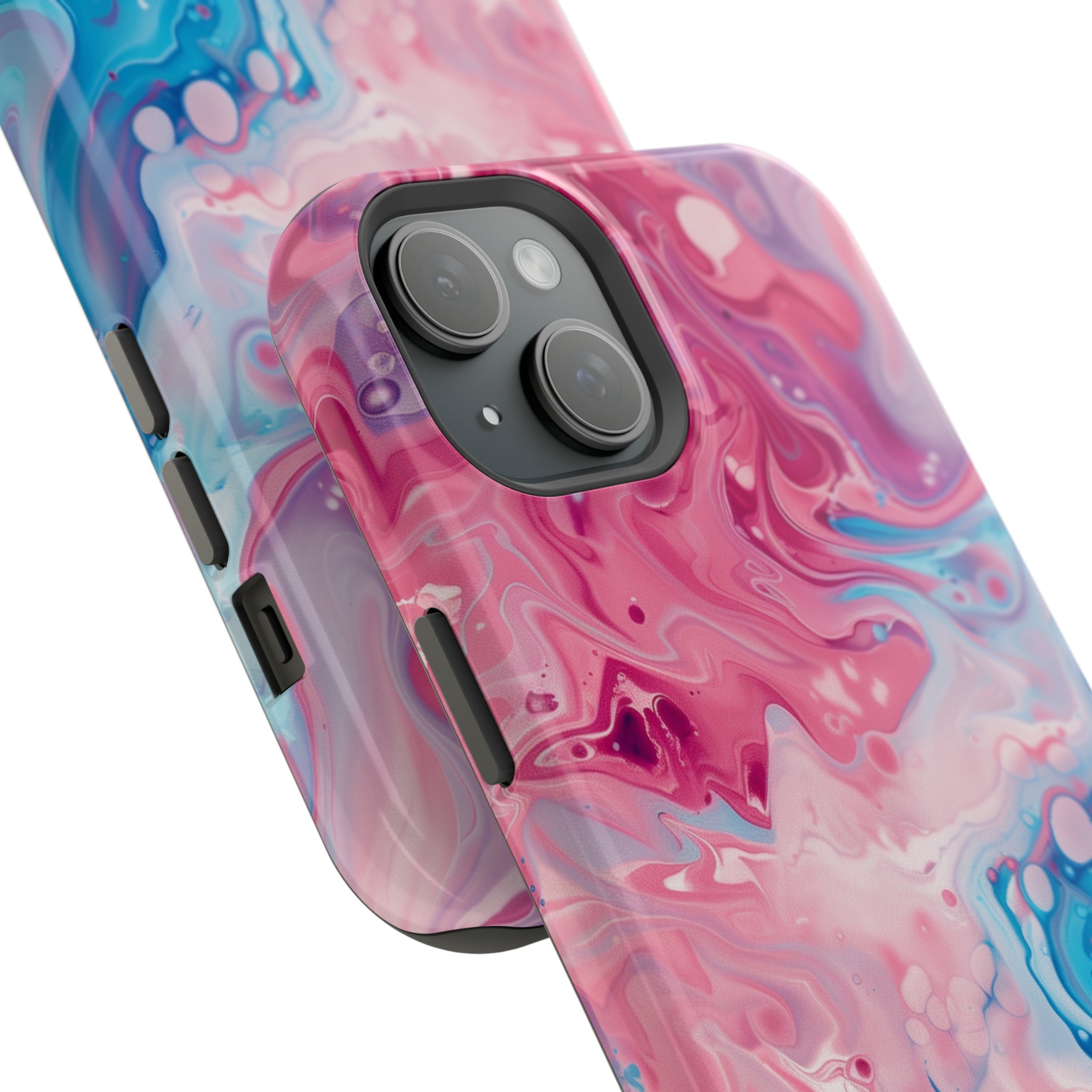 STIKISS™ Abstract Pink blue colored marble graphic iPhone MagSafe Tough Case