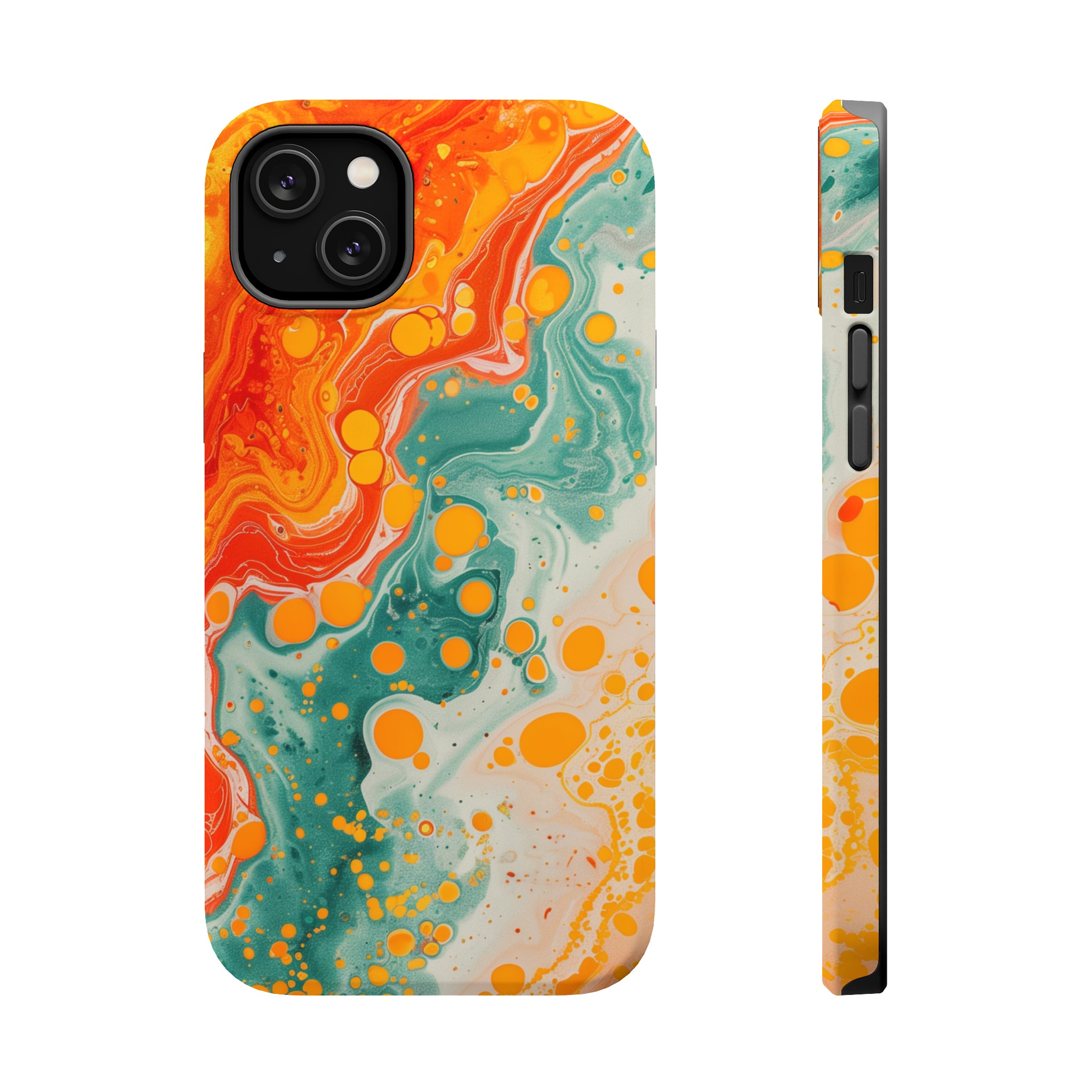 STIKISS™ Abstract Orange colored marble graphic iPhone MagSafe Tough Case