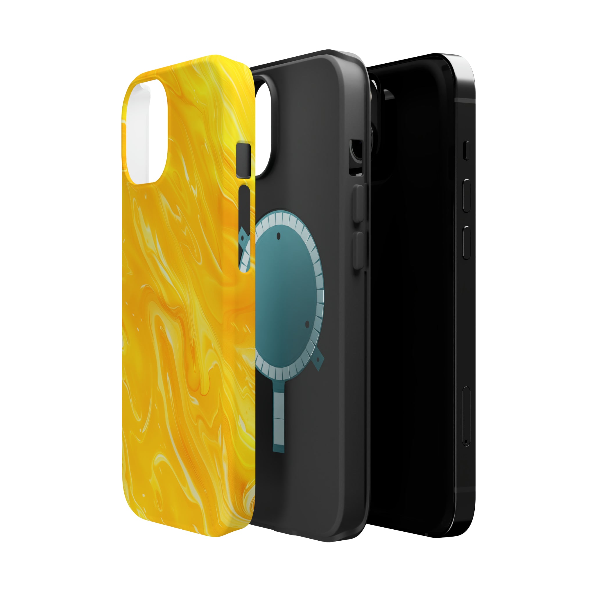 STIKISS™ Abstract Yellow colored marble graphic iPhone MagSafe Tough Case