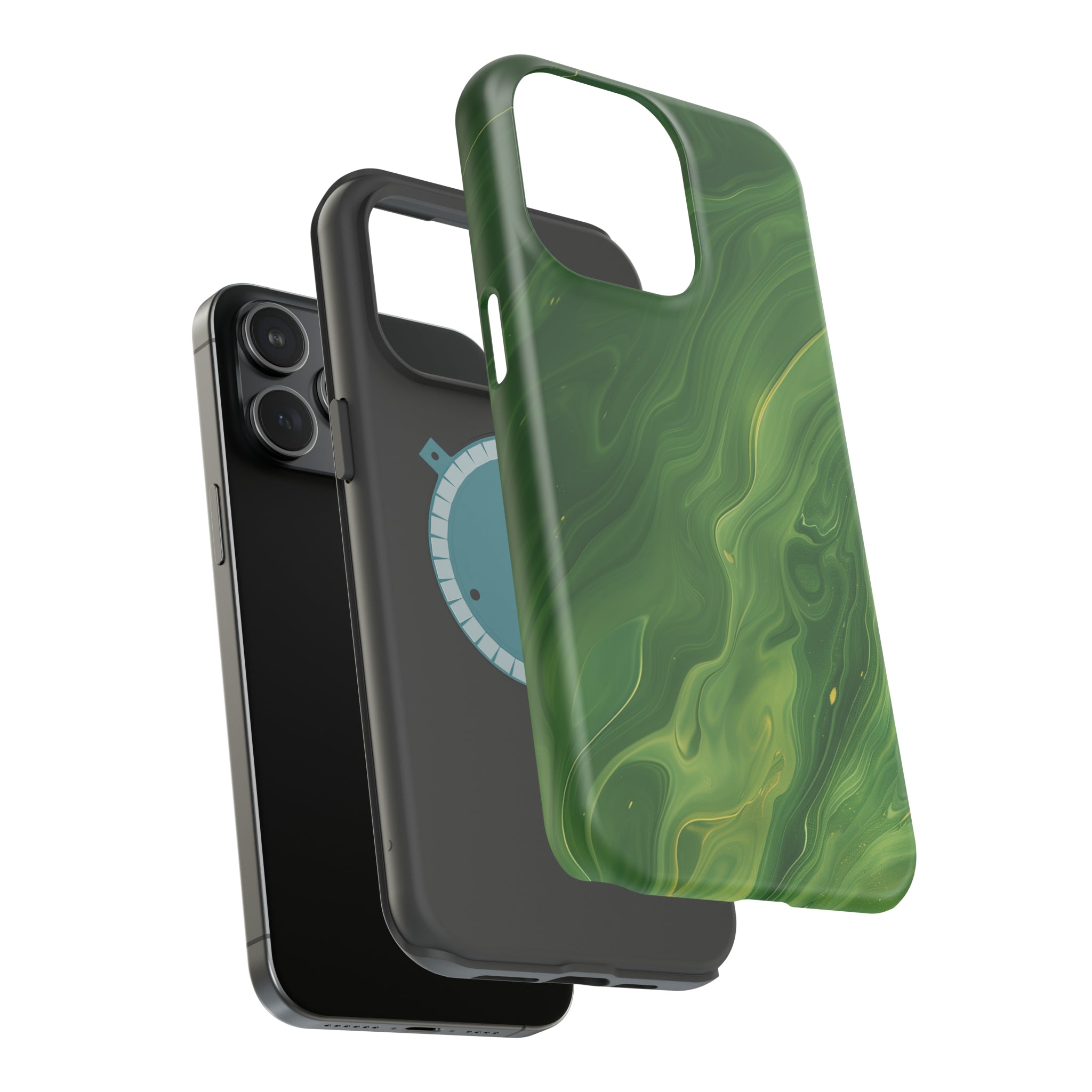 STIKISS™ Abstract Olive colored marble graphic iPhone MagSafe Tough Case