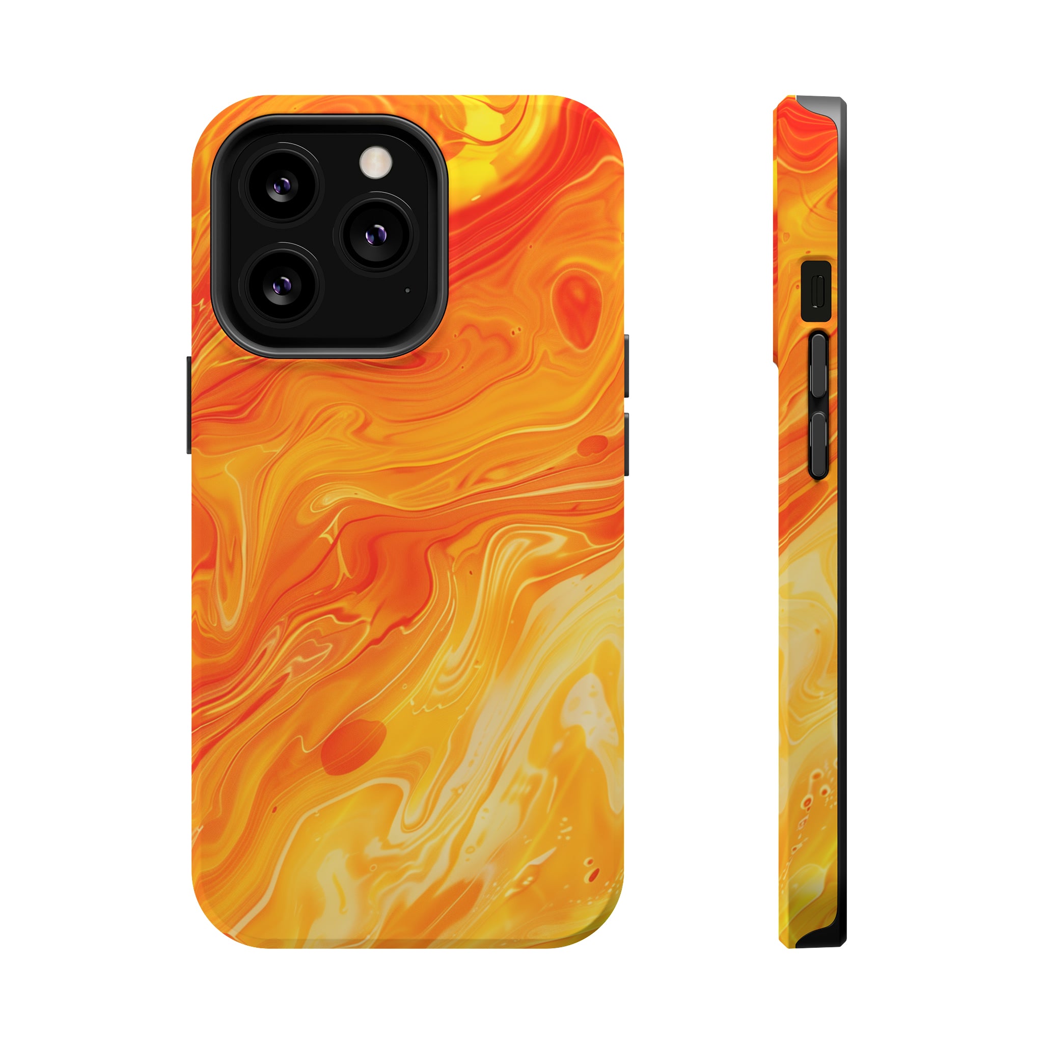 STIKISS™ Abstract Orange yellow colored marble graphic iPhone MagSafe Tough Case