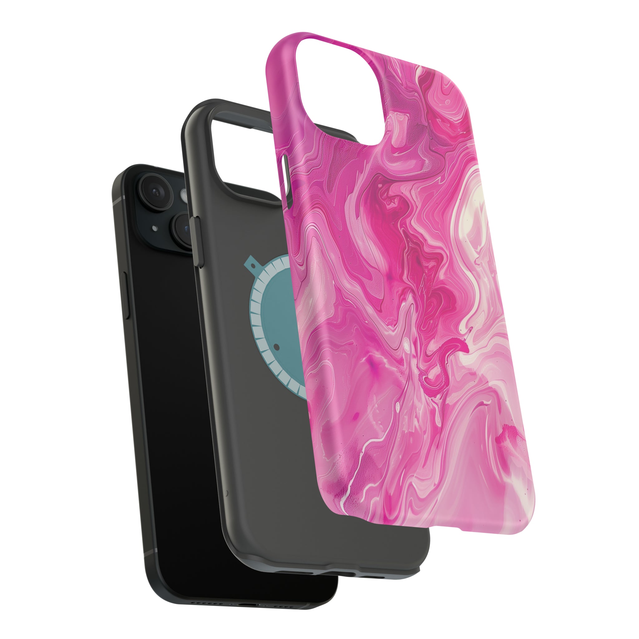 STIKISS™ Abstract Pink colored marble graphic iPhone MagSafe Tough Case