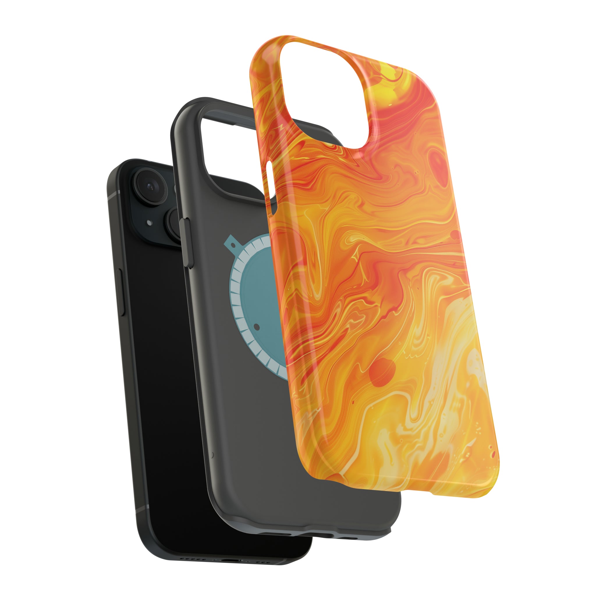 STIKISS™ Abstract Orange yellow colored marble graphic iPhone MagSafe Tough Case