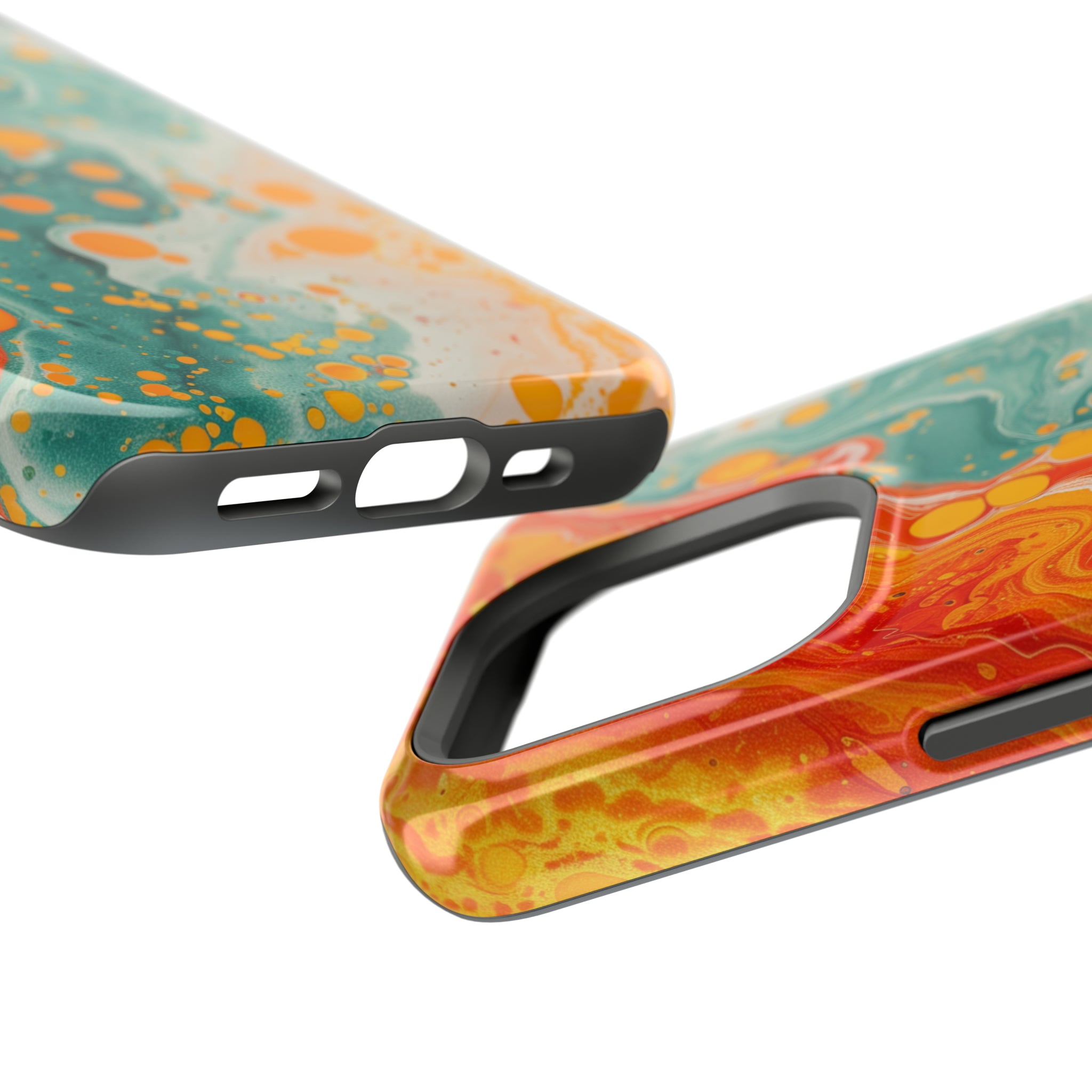 STIKISS™ Abstract Orange colored marble graphic iPhone MagSafe Tough Case