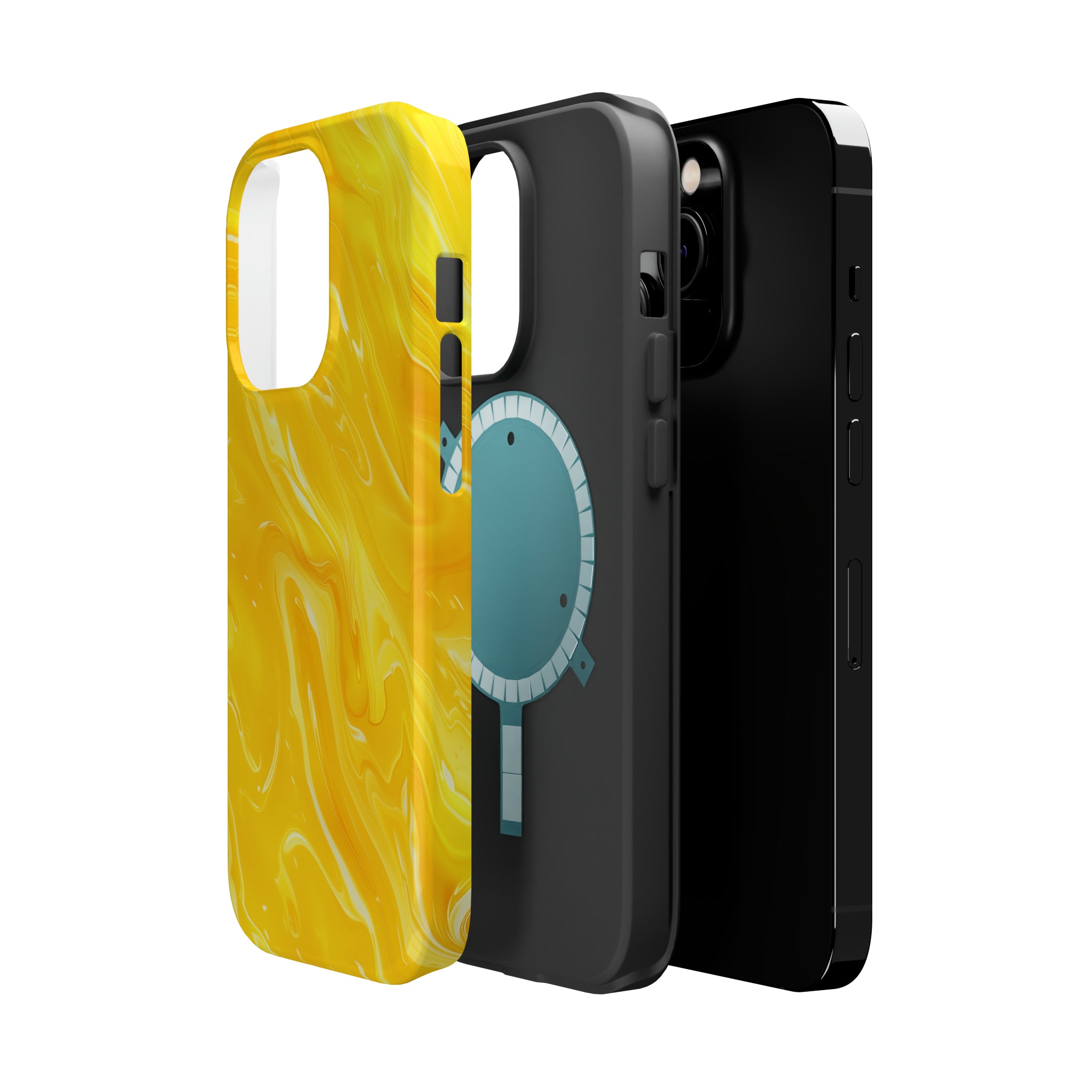 STIKISS™ Abstract Yellow colored marble graphic iPhone MagSafe Tough Case