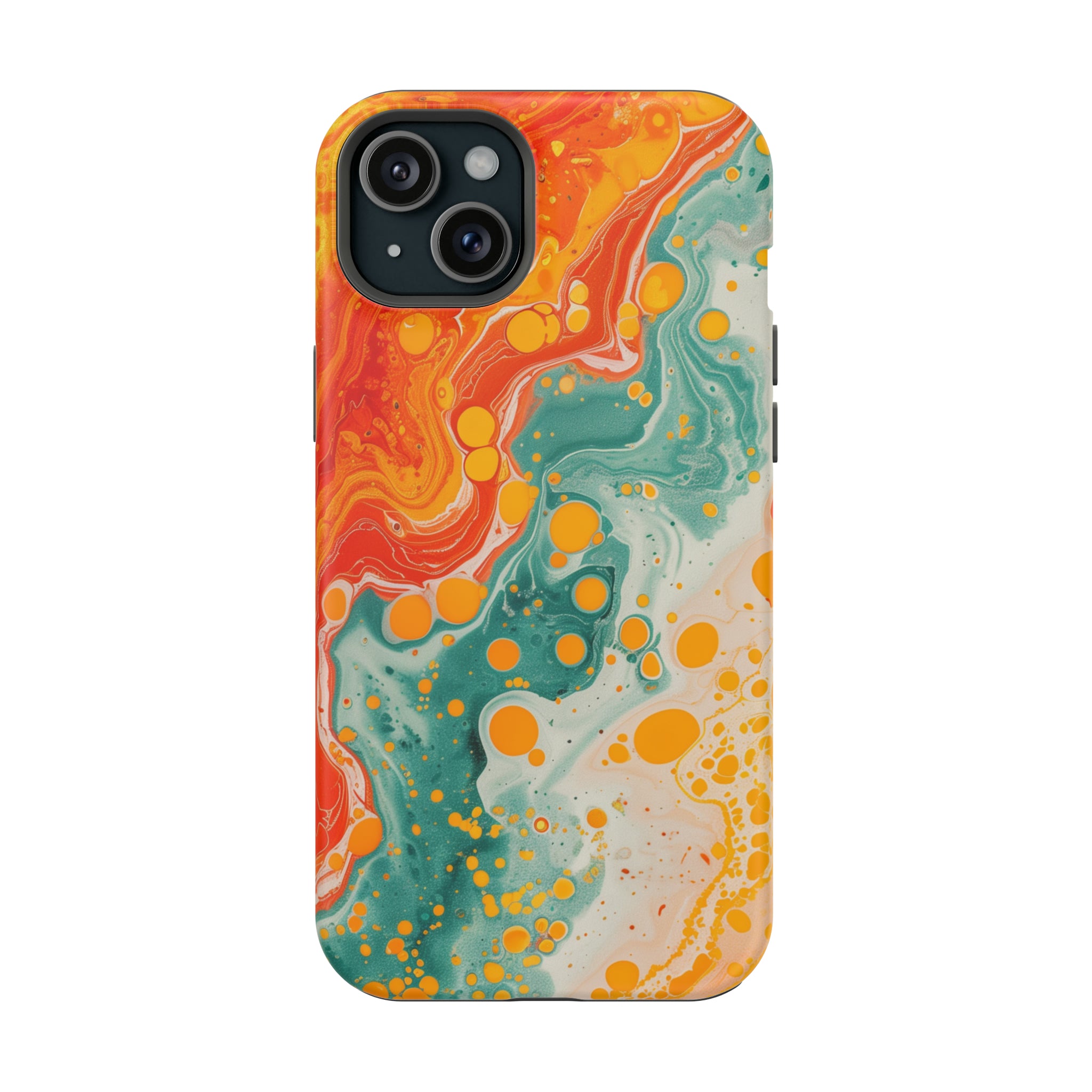 STIKISS™ Abstract Orange colored marble graphic iPhone MagSafe Tough Case