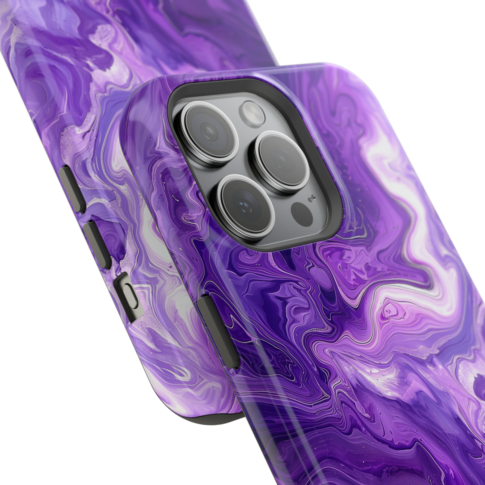 STIKISS™ Abstract Purple colored marble graphic iPhone MagSafe Tough Case