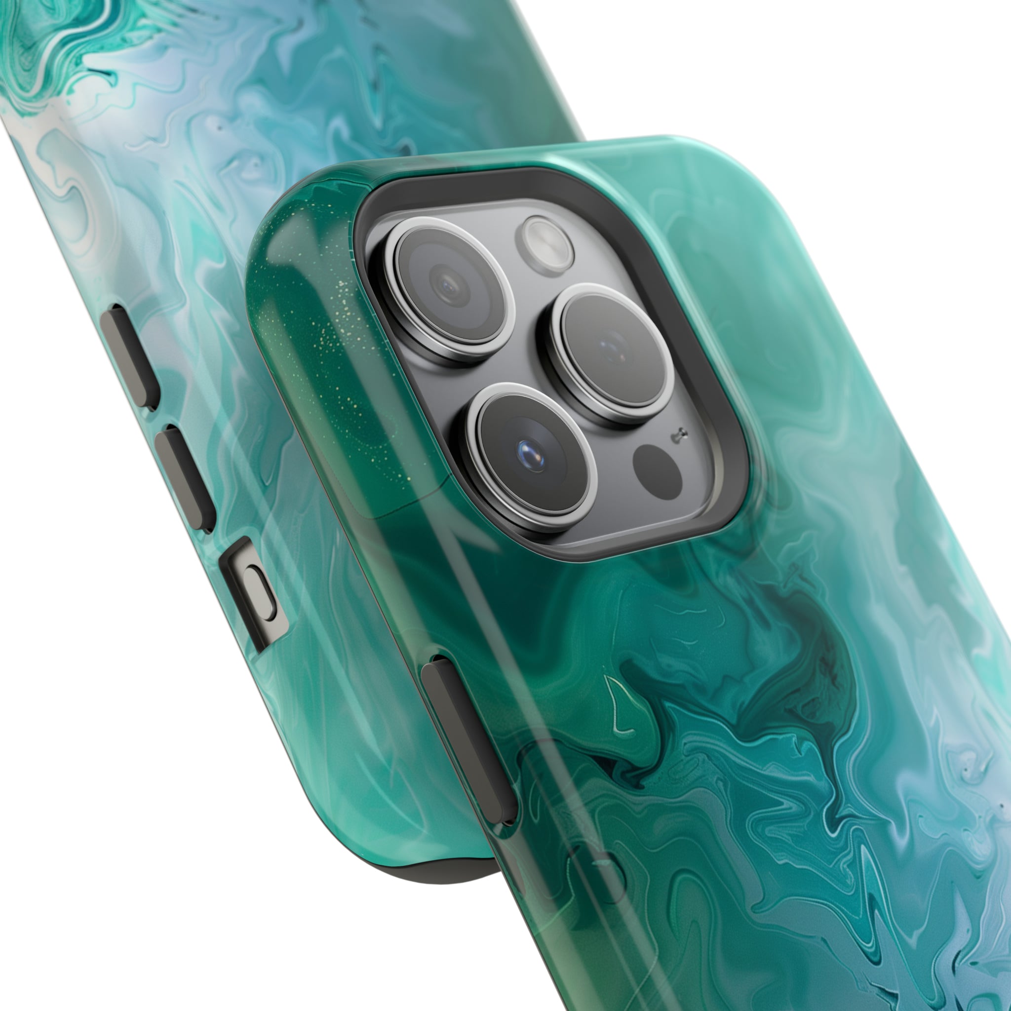 STIKISS™ Abstract Blue green colored marble graphic iPhone MagSafe Tough Case