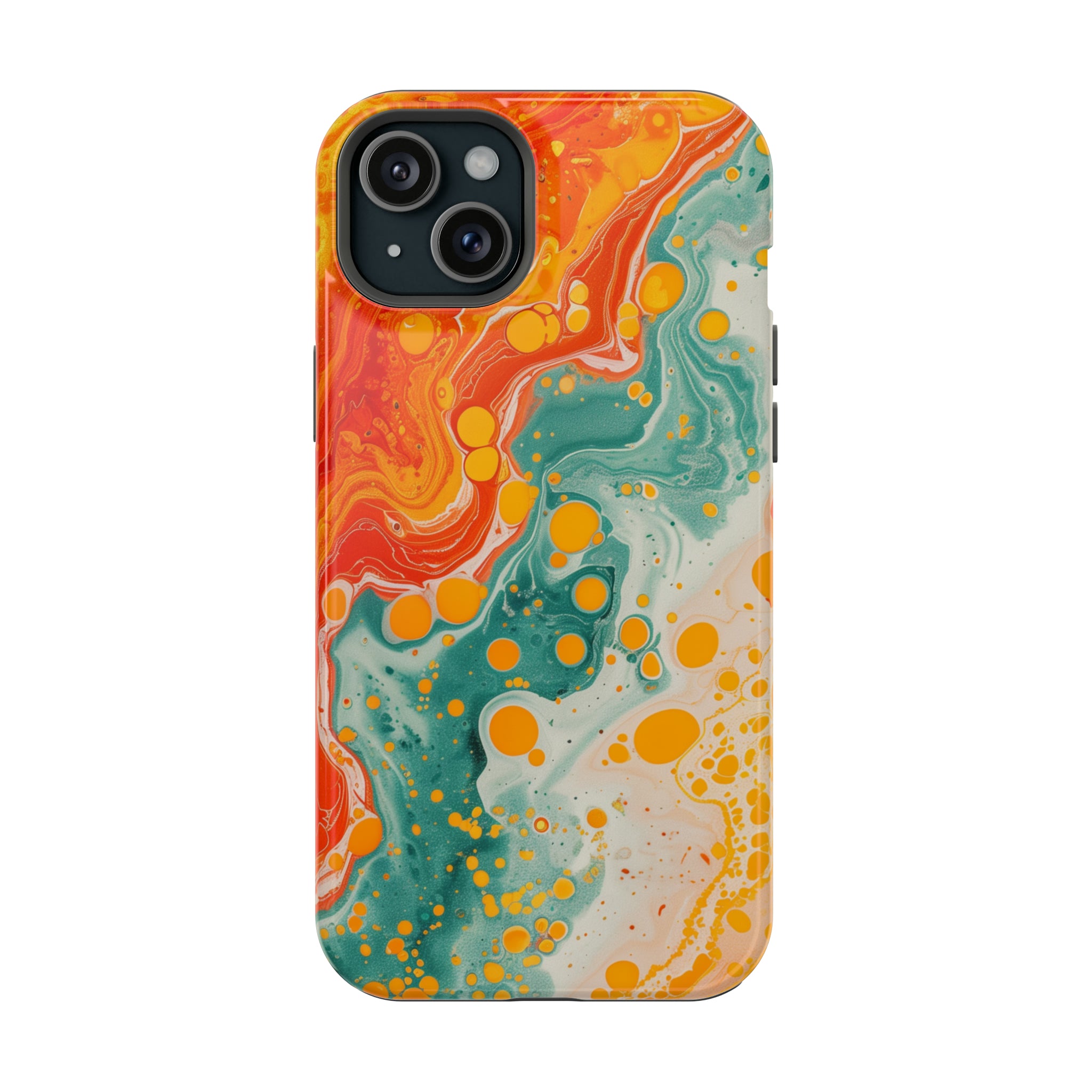 STIKISS™ Abstract Orange colored marble graphic iPhone MagSafe Tough Case