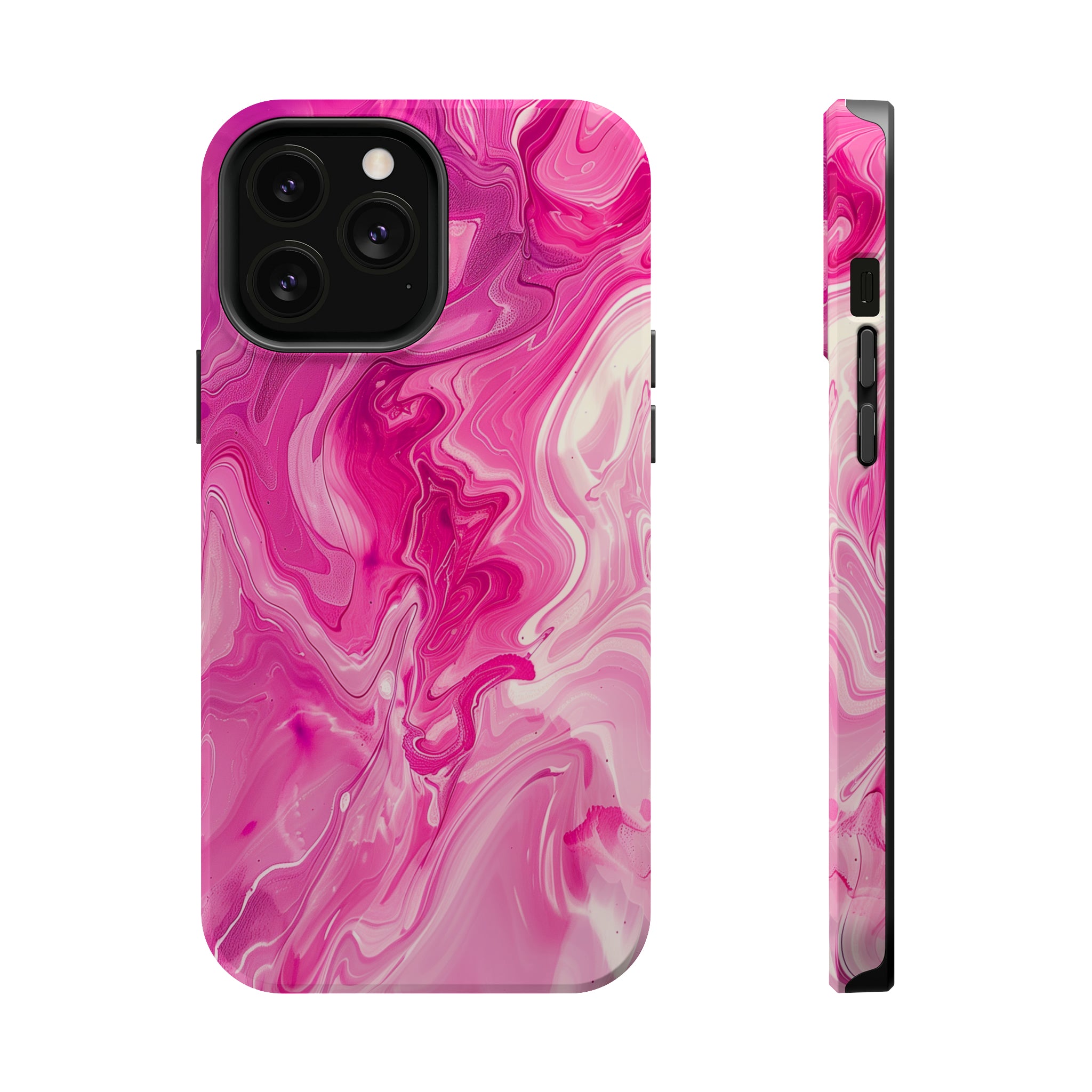 STIKISS™ Abstract Pink colored marble graphic iPhone MagSafe Tough Case