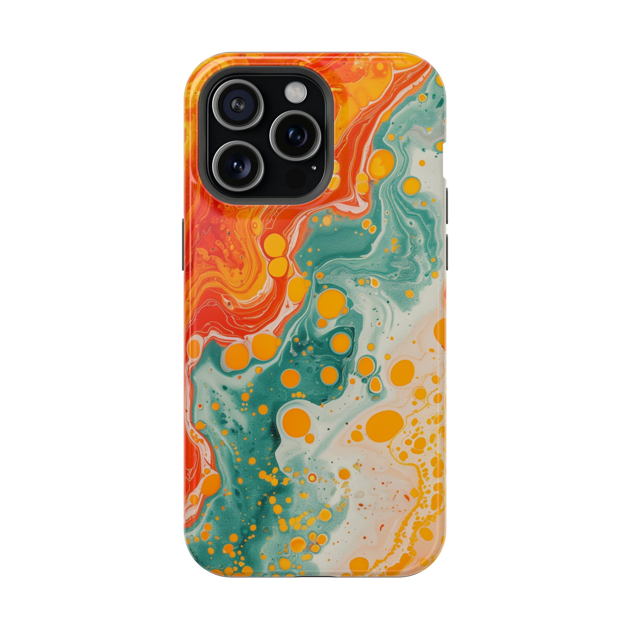 STIKISS™ Abstract Orange colored marble graphic iPhone MagSafe Tough Case