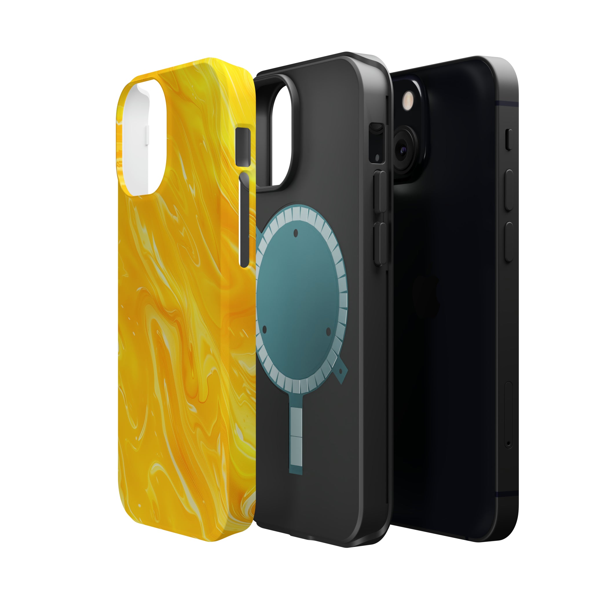 STIKISS™ Abstract Yellow colored marble graphic iPhone MagSafe Tough Case