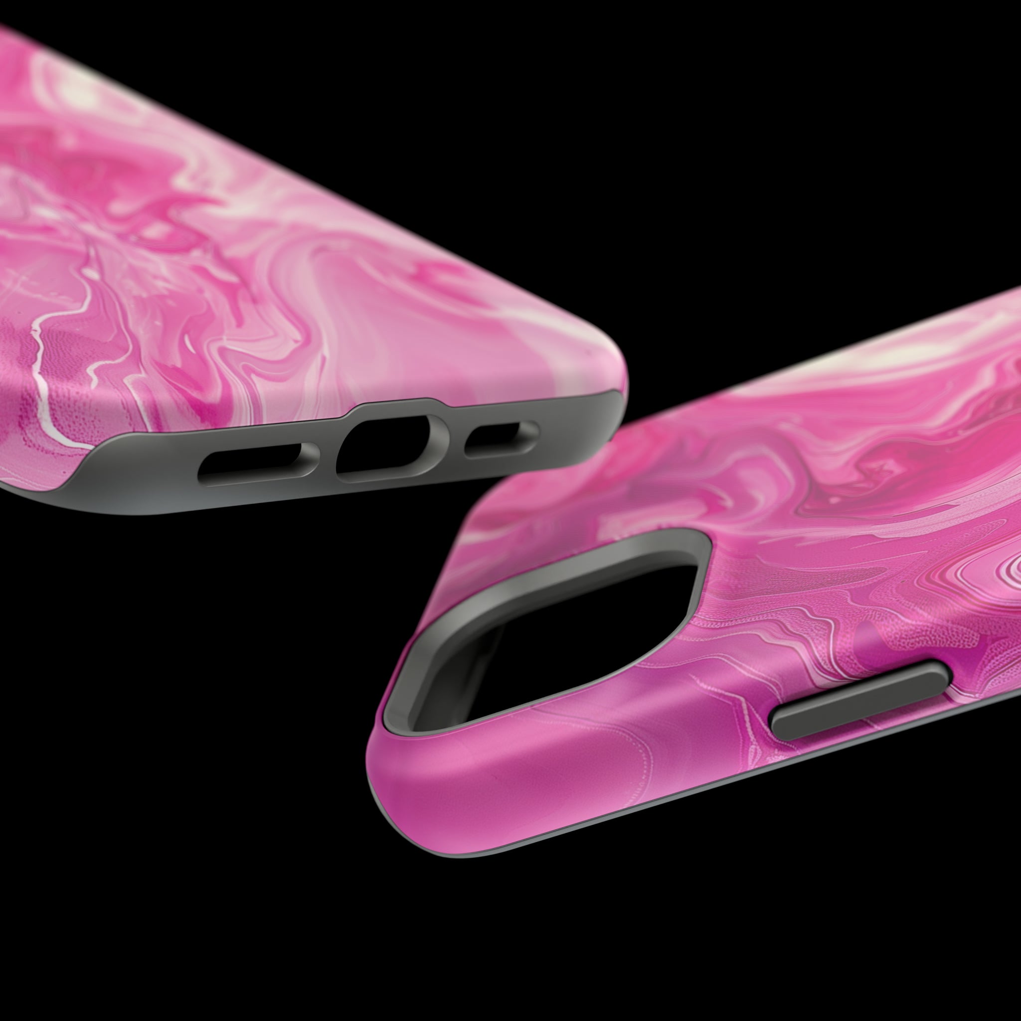 STIKISS™ Abstract Pink colored marble graphic iPhone MagSafe Tough Case