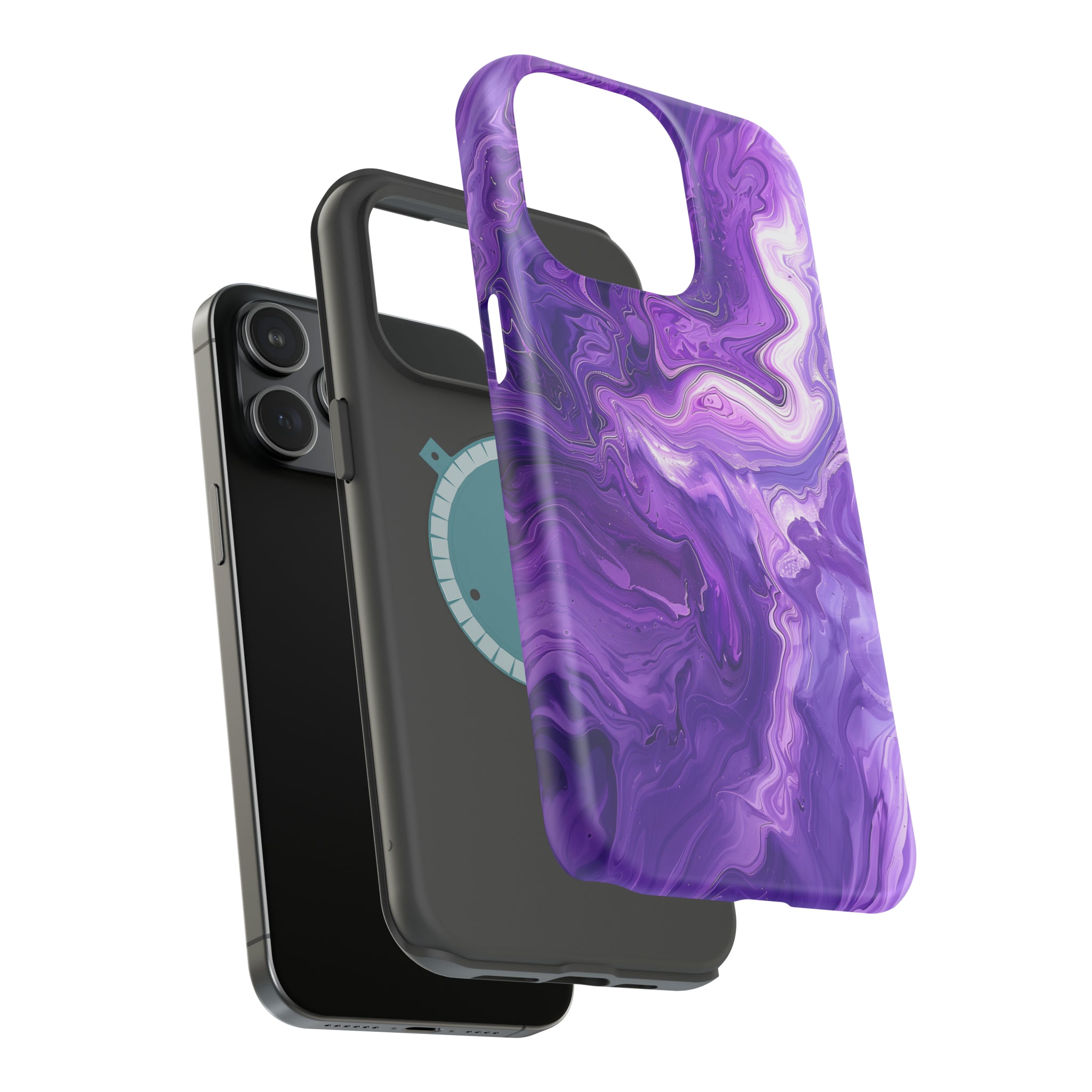 STIKISS™ Abstract Purple colored marble graphic iPhone MagSafe Tough Case