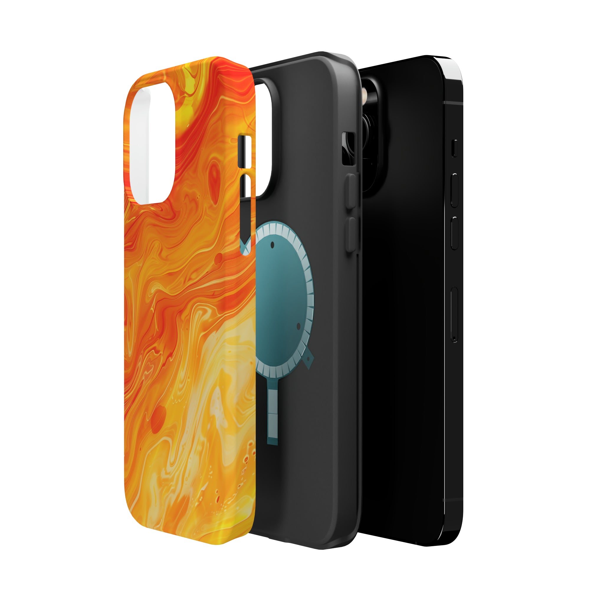 STIKISS™ Abstract Orange yellow colored marble graphic iPhone MagSafe Tough Case