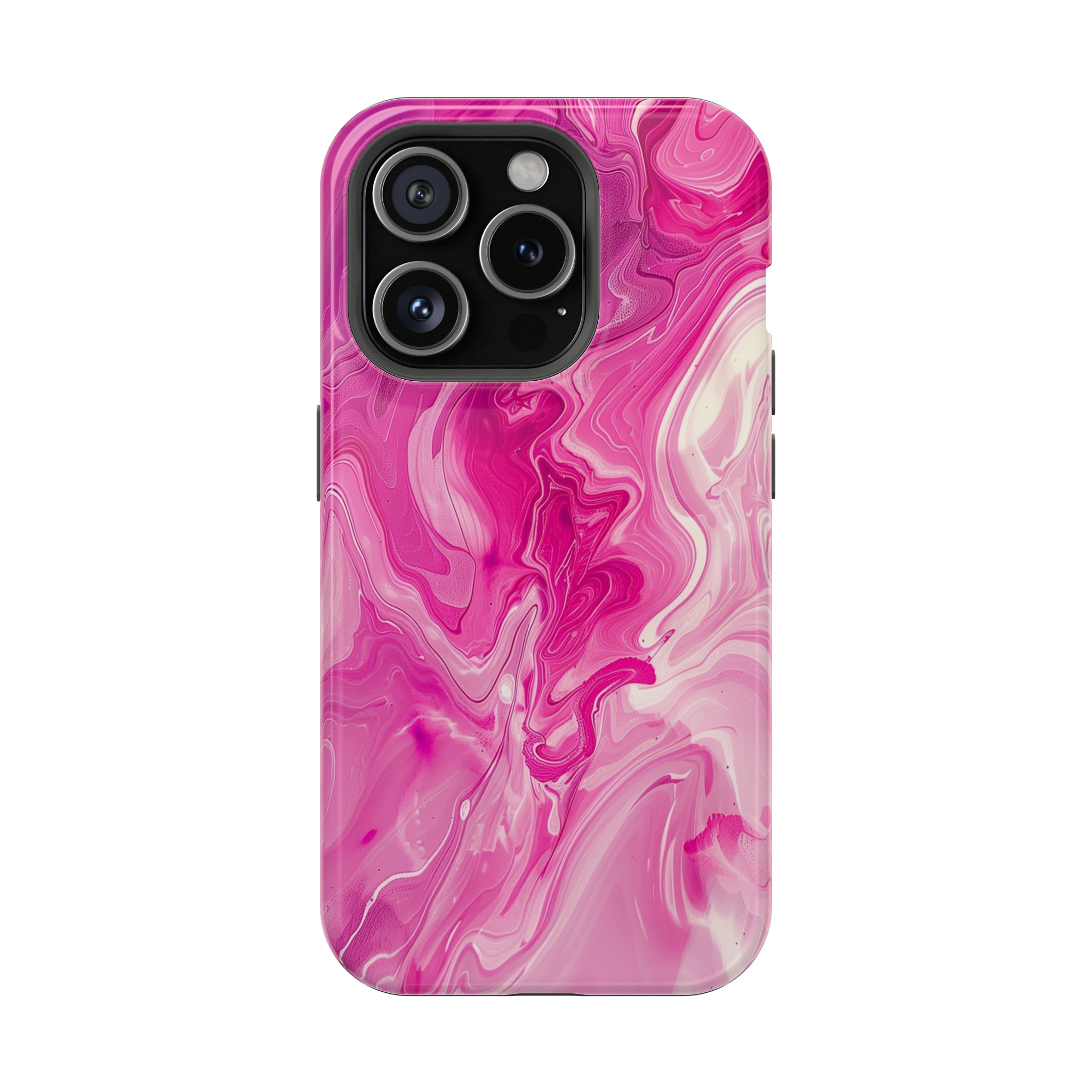 STIKISS™ Abstract Pink colored marble graphic iPhone MagSafe Tough Case