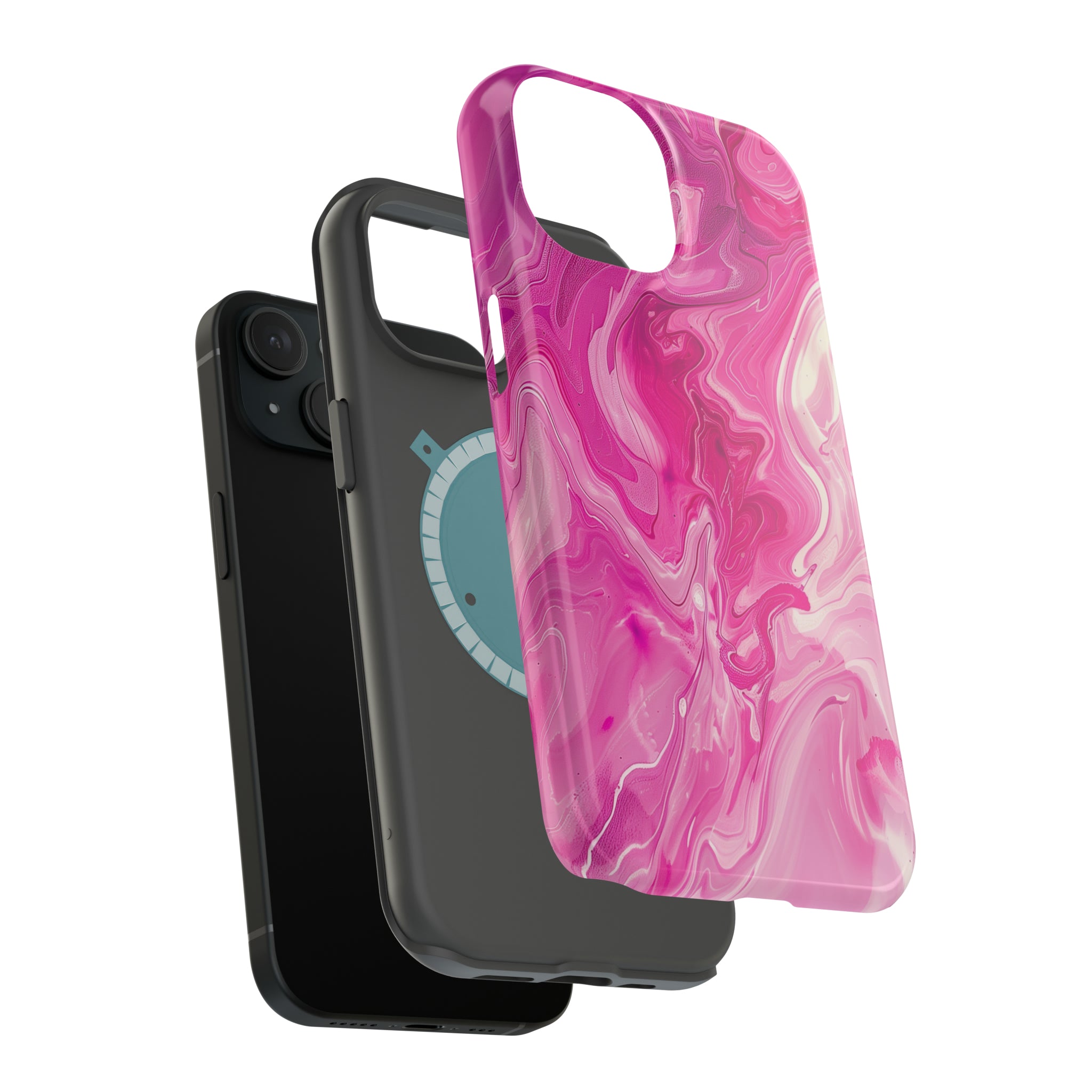 STIKISS™ Abstract Pink colored marble graphic iPhone MagSafe Tough Case