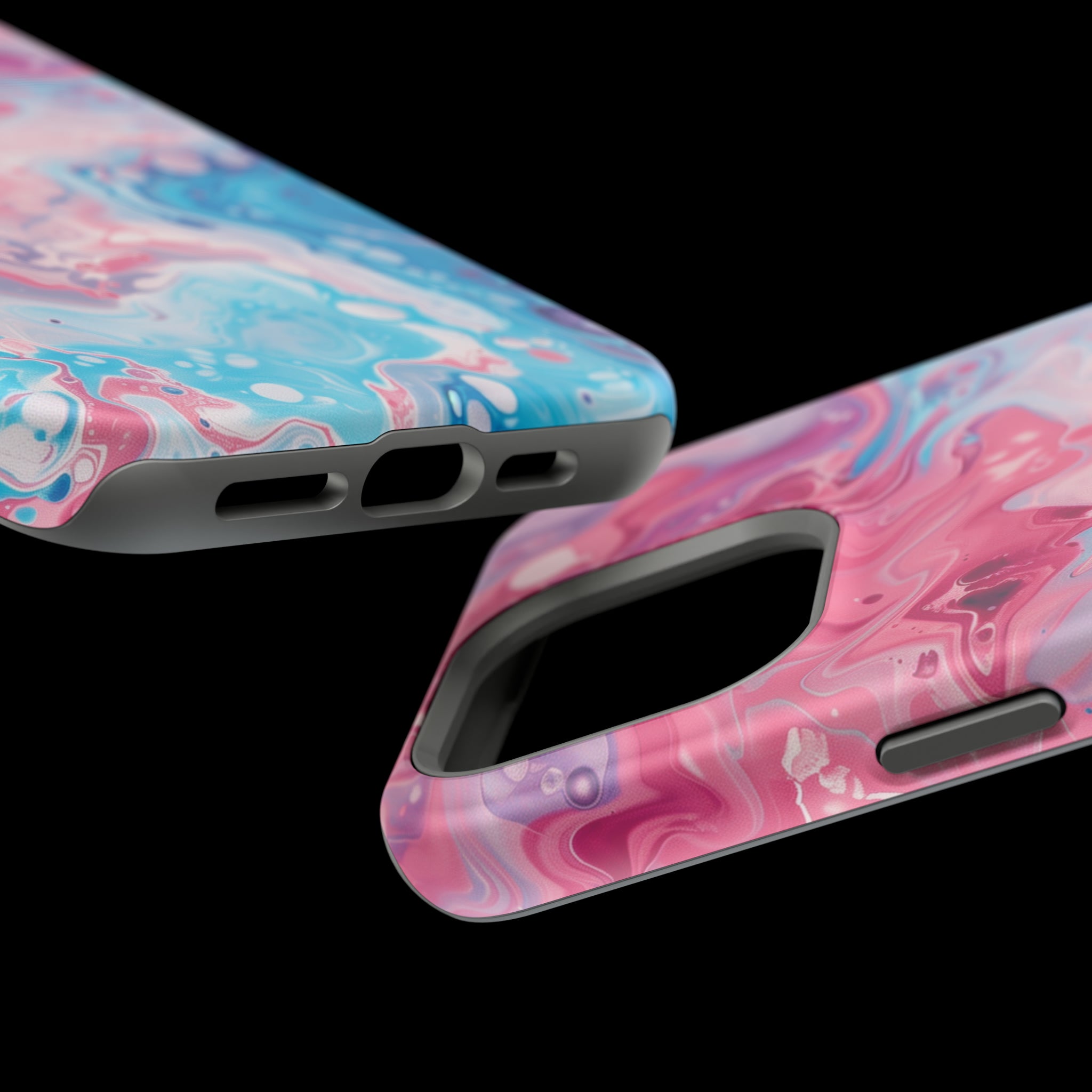 STIKISS™ Abstract Pink blue colored marble graphic iPhone MagSafe Tough Case