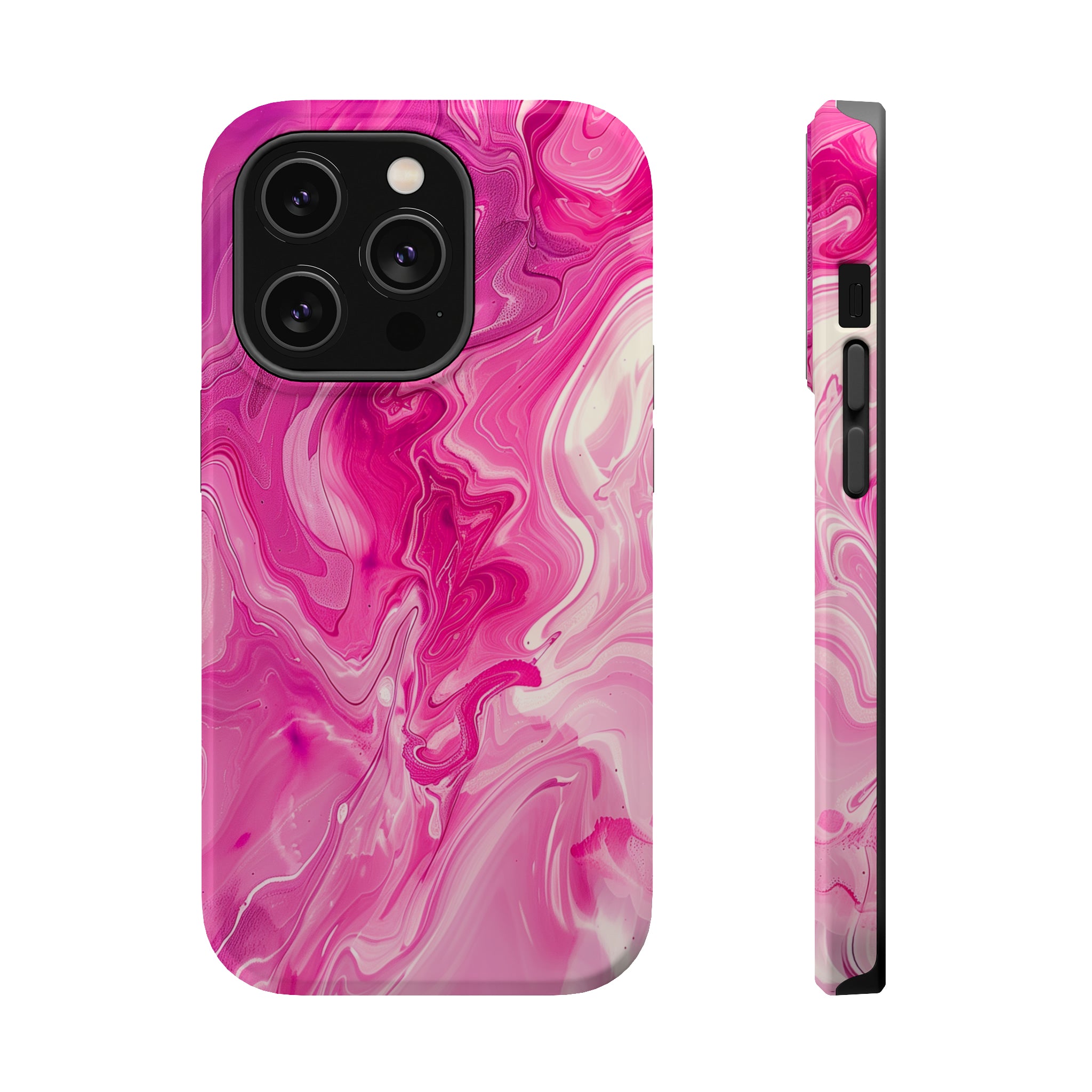 STIKISS™ Abstract Pink colored marble graphic iPhone MagSafe Tough Case