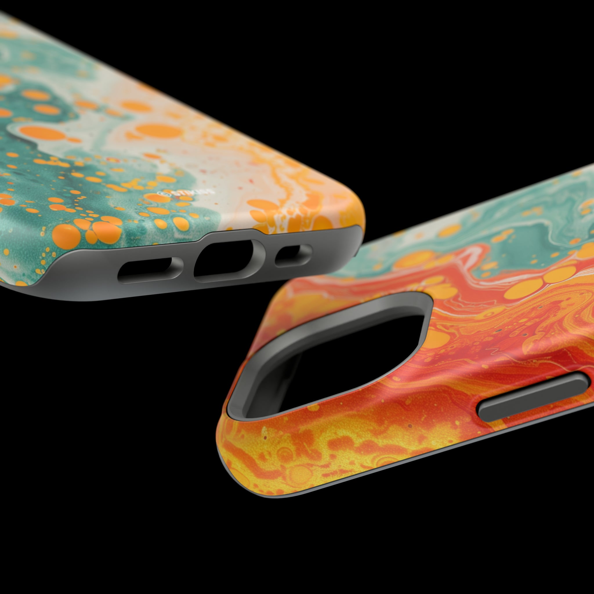 STIKISS™ Abstract Orange colored marble graphic iPhone MagSafe Tough Case