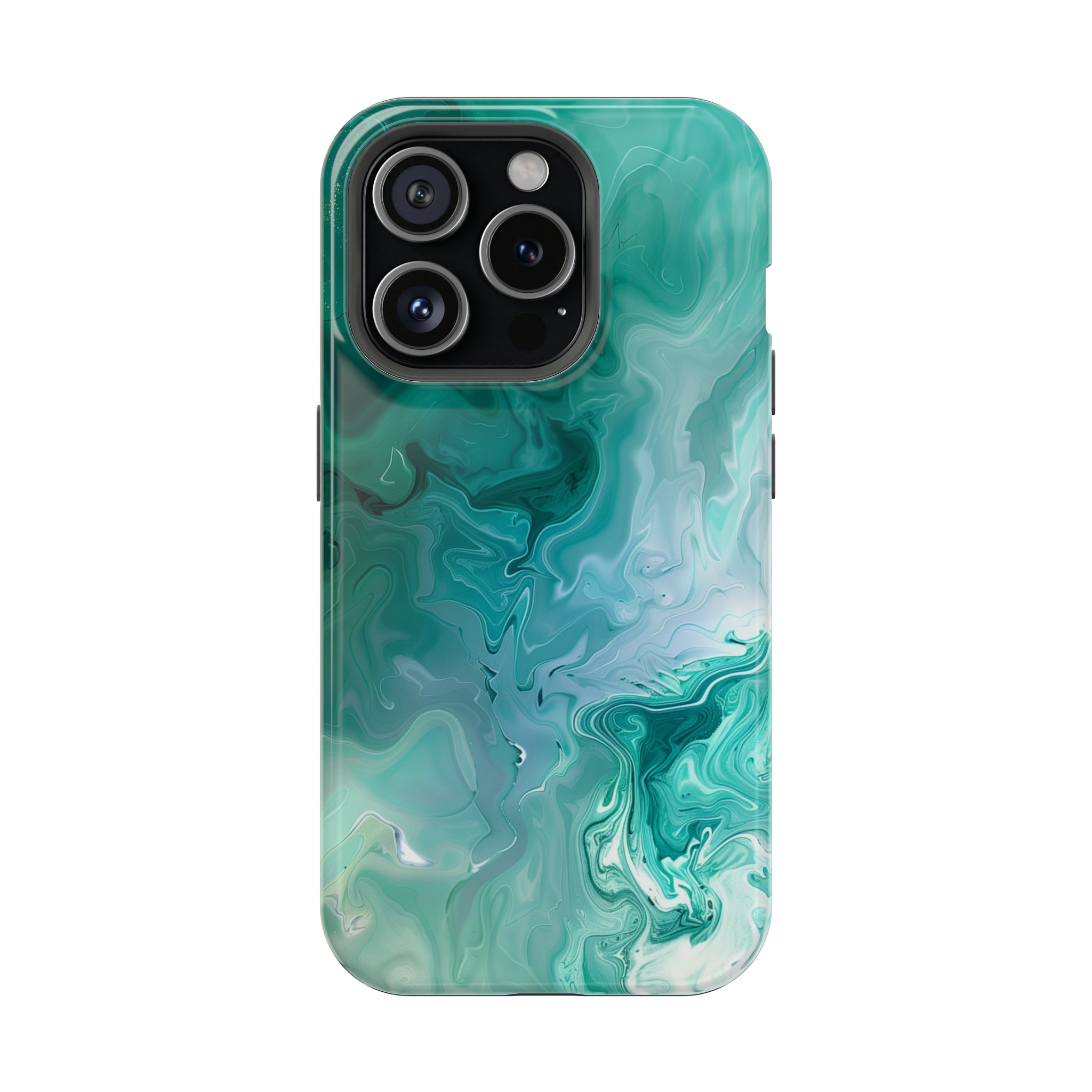 STIKISS™ Abstract Blue green colored marble graphic iPhone MagSafe Tough Case